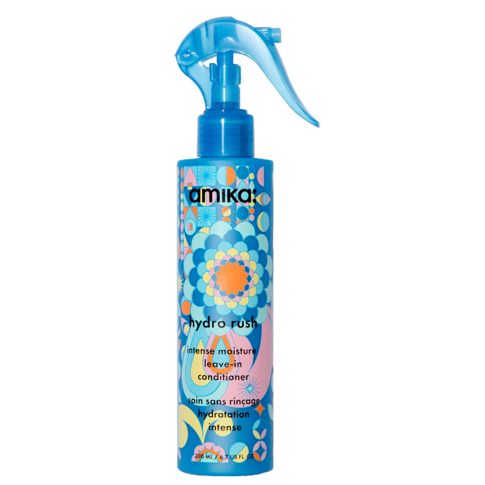 Amika Hydro Rush Intense Hydration Leave-In Conditioner 6.7 oz - Detangle & Nourish Dry, Damaged Hair for Smooth, Shiny Locks - Perfect for Daily Use & Post-Workout Hair Care