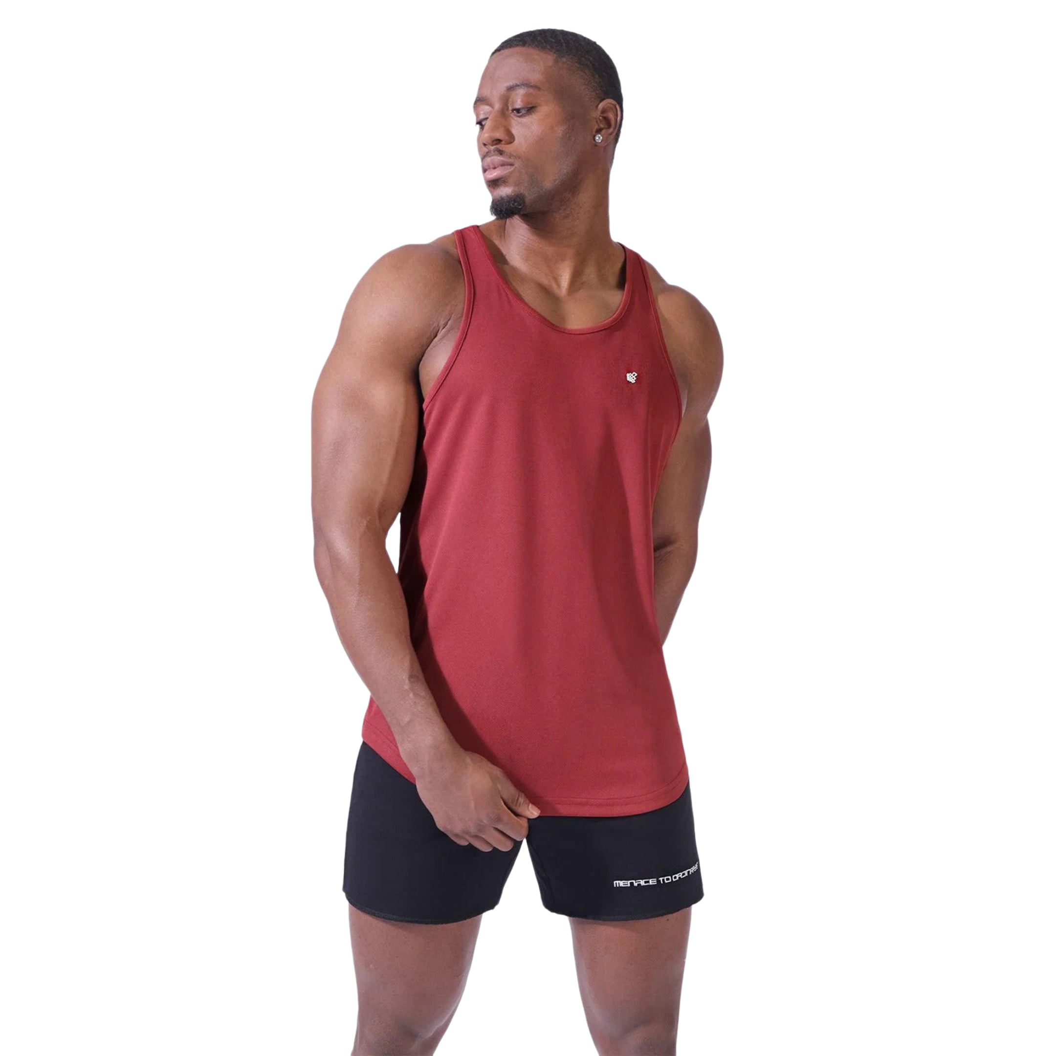 Jed North Men's Microfiber Dri-Fit Tank Top - Moisture Wicking Athletic Shirt for Workout & Running - Maroon Red Color