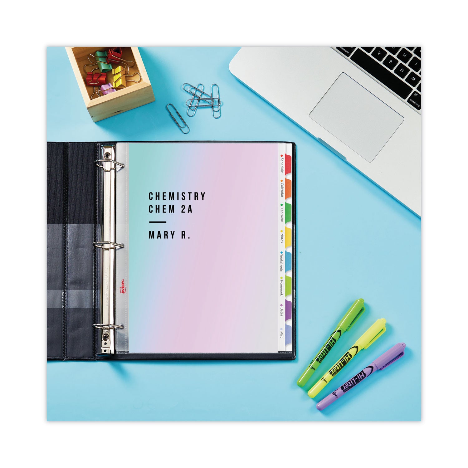 Avery® Clear Easy View Plastic Dividers with Multicolored Tabs & Sheet Protector - 8 Tab, 11