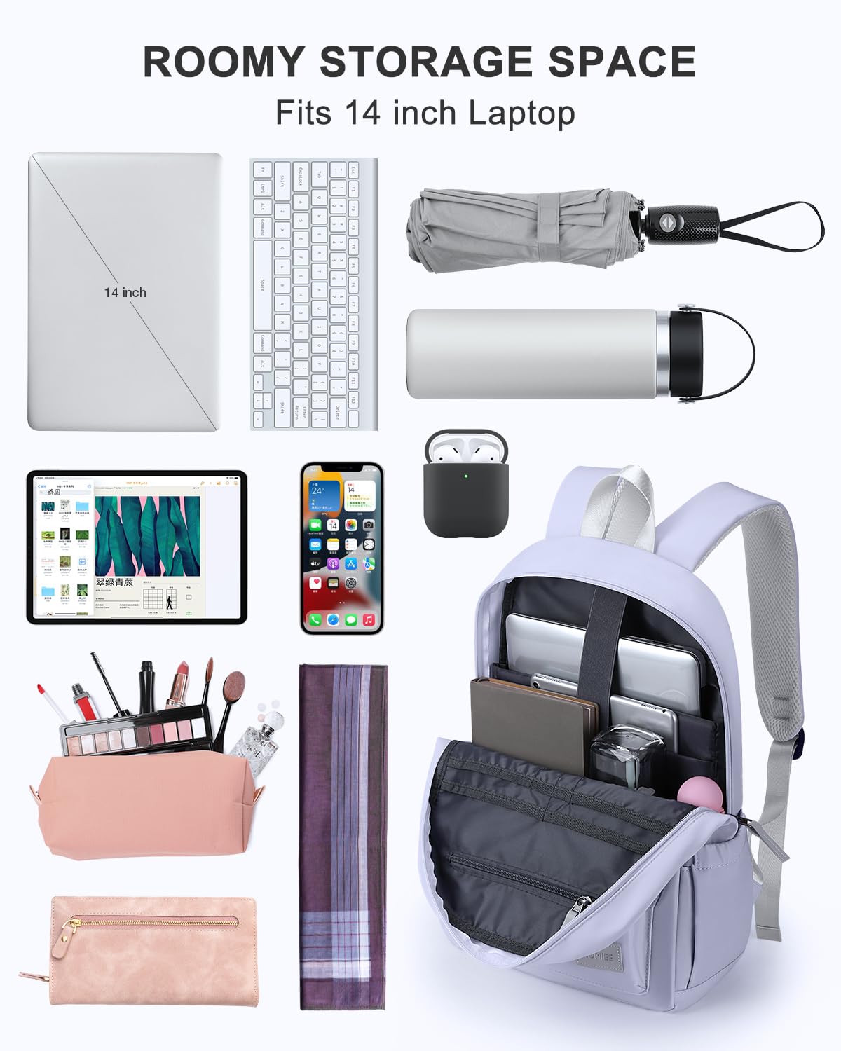 HOMIEE Lightweight Stylish Casual Backpack for Men & Women - Water Resistant Laptop Backpack with USB Charging Port - Perfect for Travel, School, Work & Everyday Use (Blue)