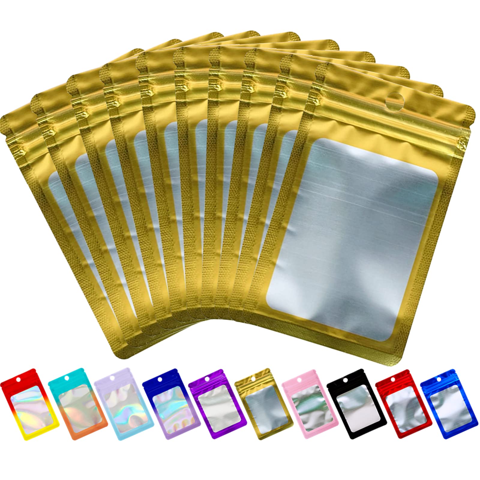 100 Pack Resealable Mylar Bags with Ziplock - Airtight Foil Pouch for Lip Gloss, Eyelash, Jewelry & Sample Packaging | Perfect for Cosmetics, Crafts & Small Business Product Storage