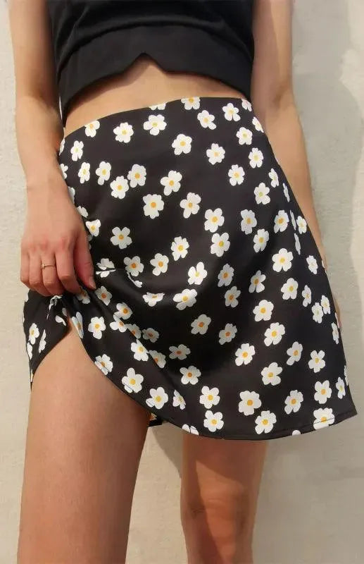 Women's High Waist Satin Printed A-Line Mini Skirt - Sexy Stretchy Party Skirt for Night Out, Club, Date Night & Summer Outfits
