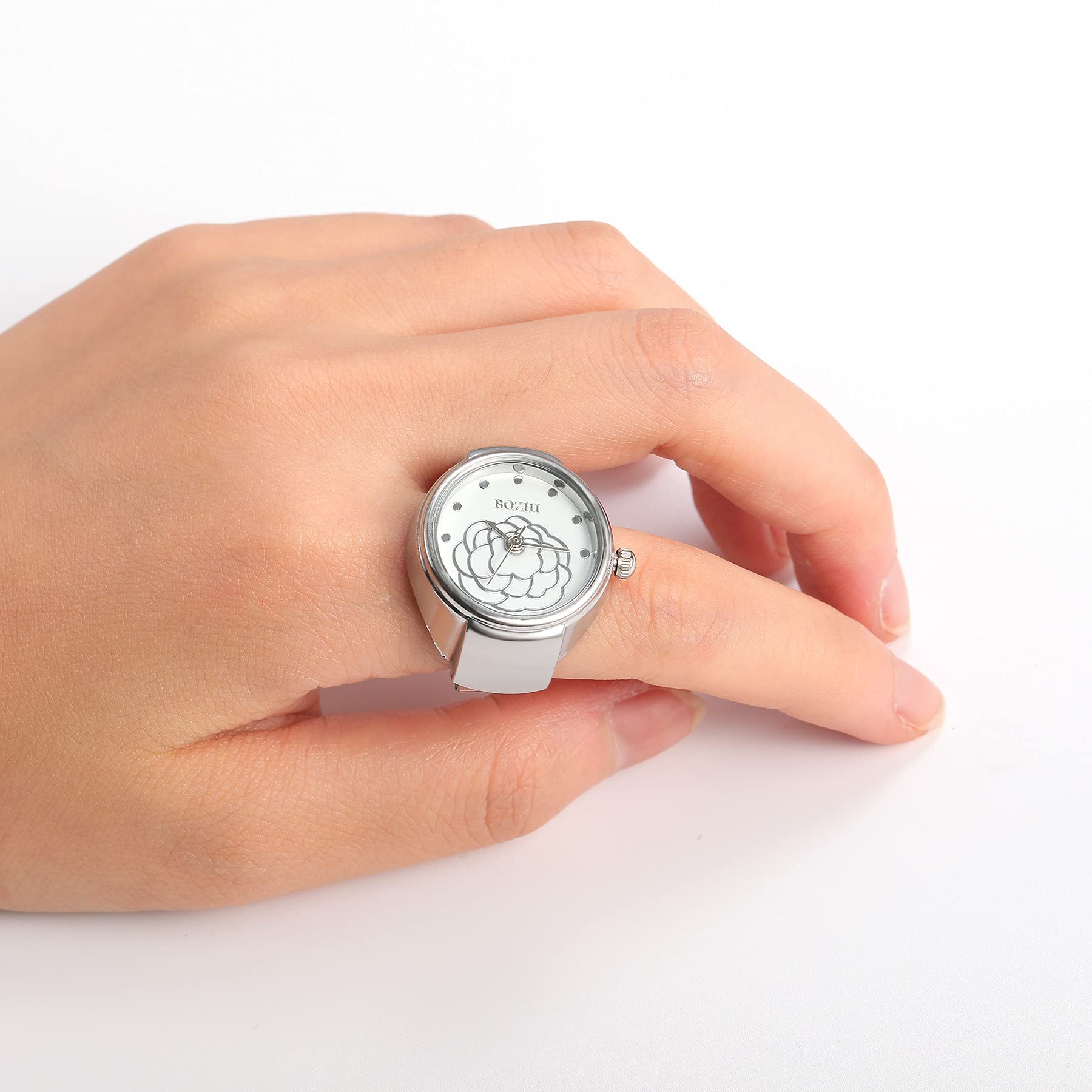 Stylish Unisex Round Analog Quartz Ring Watch - Adjustable Size for Men & Women - Perfect for Casual Wear, Parties & Unique Fashion Accessories