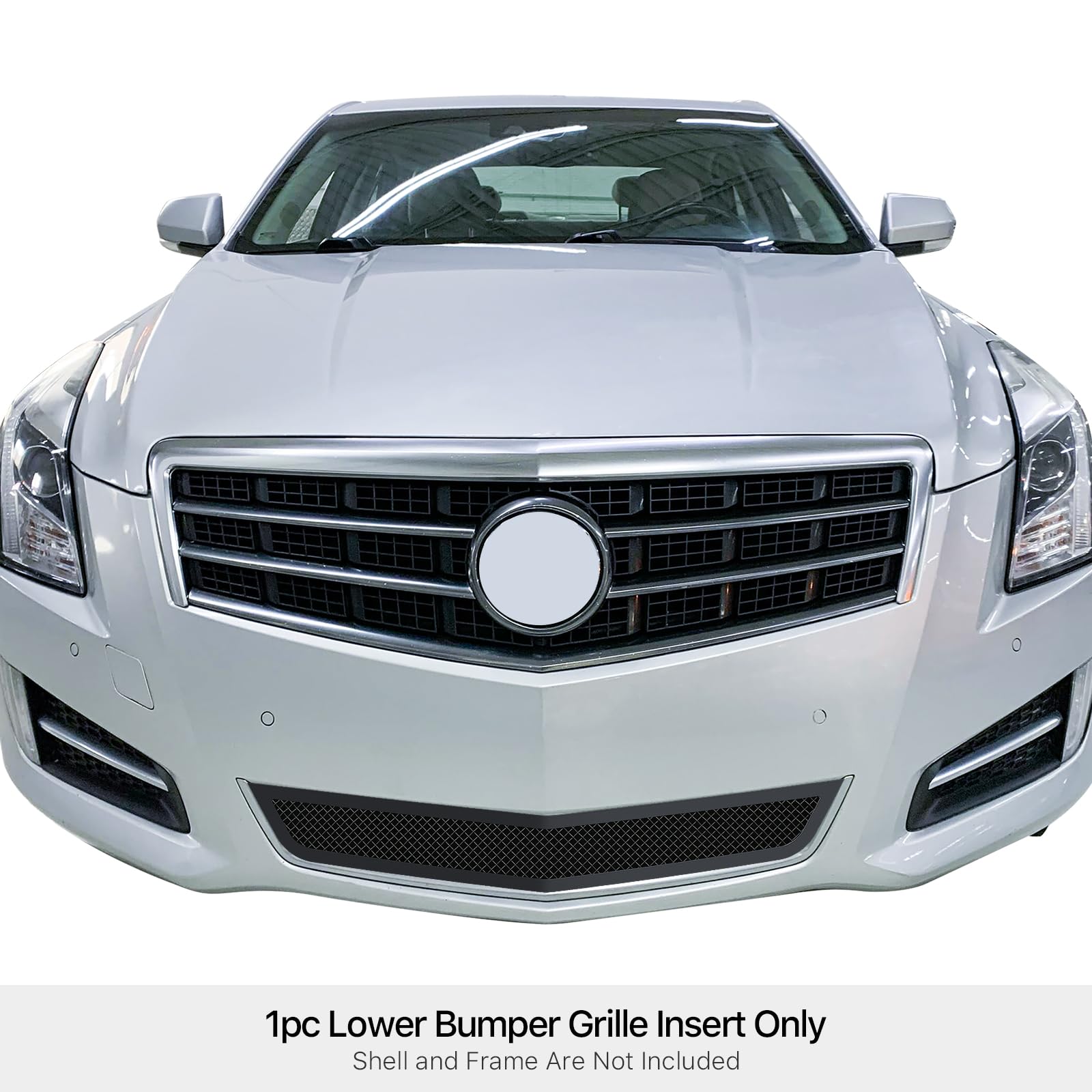 APS Compatible with Cadillac ATS 2013-2014 Lower Bumper Stainless Steel Black Mesh Front Grill Grille Insert S18-H35957A - Upgrade Your Car's Style & Protection for Street or Show Use