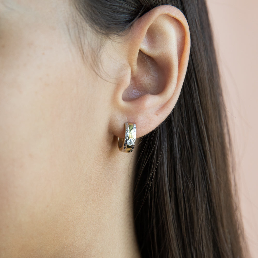 9ct Yellow & White Gold Silver-Filled Cubic Zirconia 10mm Hoop Earrings for Women - Elegant Everyday Jewelry Gift for Birthday, Anniversary & Special Occasions