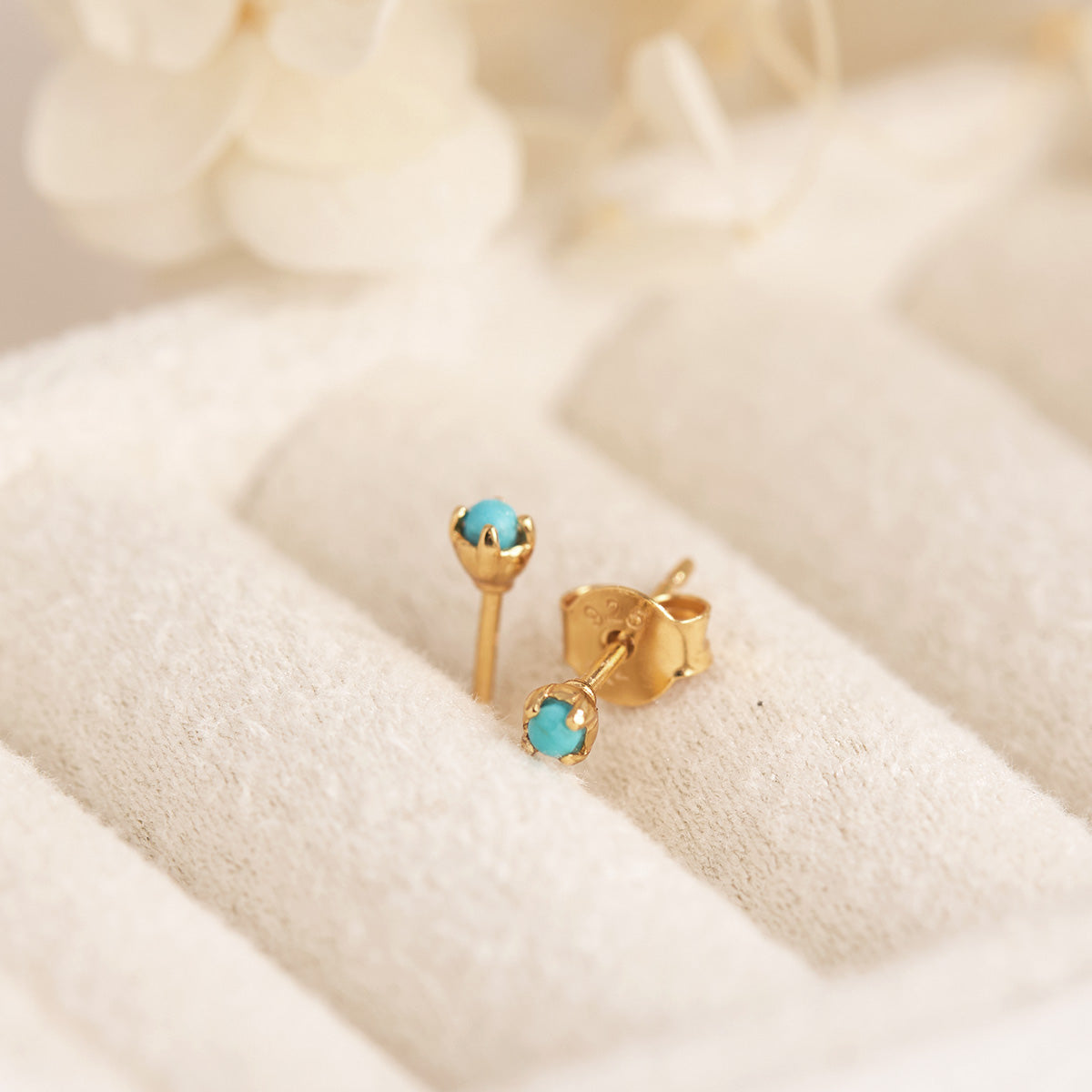 Exquisite 14K Gold Turquoise Stud Earrings for Women - Perfect for Casual, Office & Party Wear