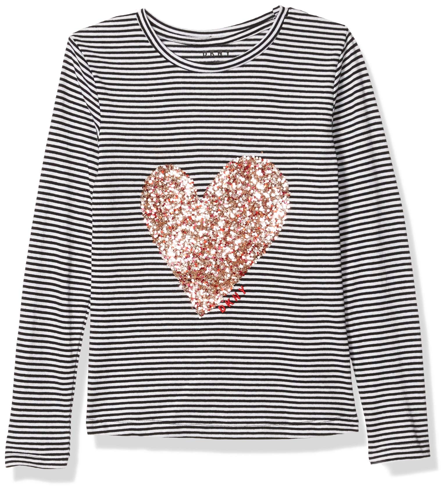 DKNY Girls' Fashion Long Sleeve Cotton T-Shirt - Soft & Comfortable Casual Top for School, Playdates & Everyday Wear