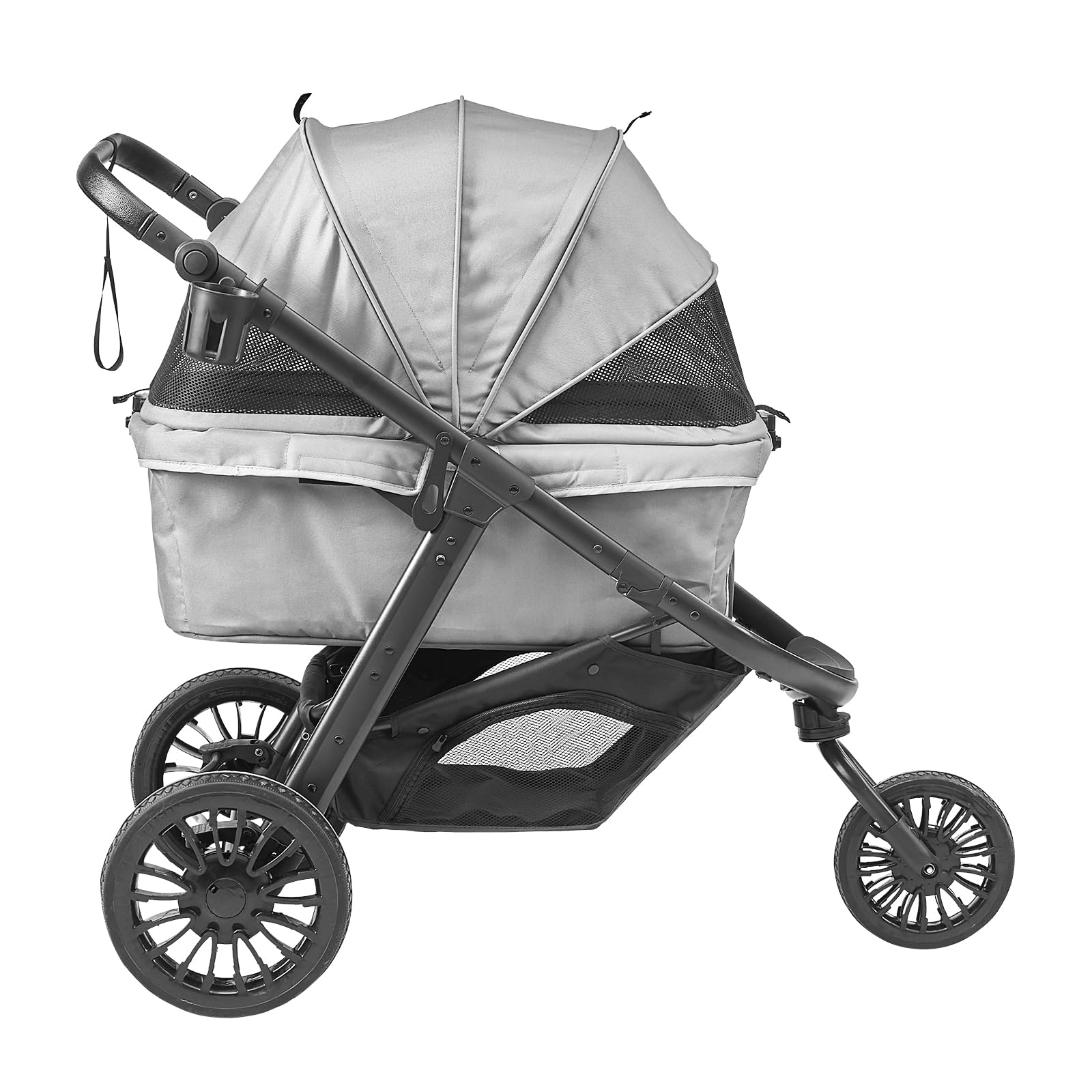 VEVOR Heavy Duty Pet Stroller for Large Dogs & Cats up to 75lbs - 3-Wheel Folding Dog & Cat Carrier with Storage Basket, Adjustable Handle & Ventilated Canopy - Perfect for Jogging, Shopping & Outdoor Adventures