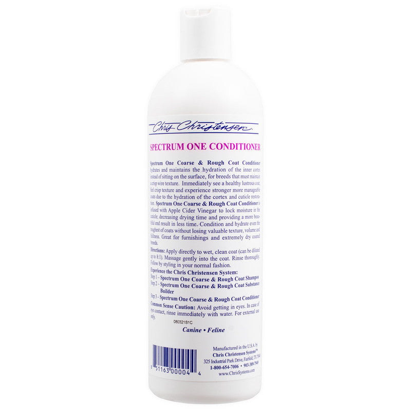 Spectrum One Coarse & Rough Coat Conditioner for Dogs - 3 Sizes (8oz, 16oz, 32oz) | Moisturizing & Detangling Dog Conditioner for Rough Coats | Perfect for Grooming & Daily Coat Care at Home or Professional Use