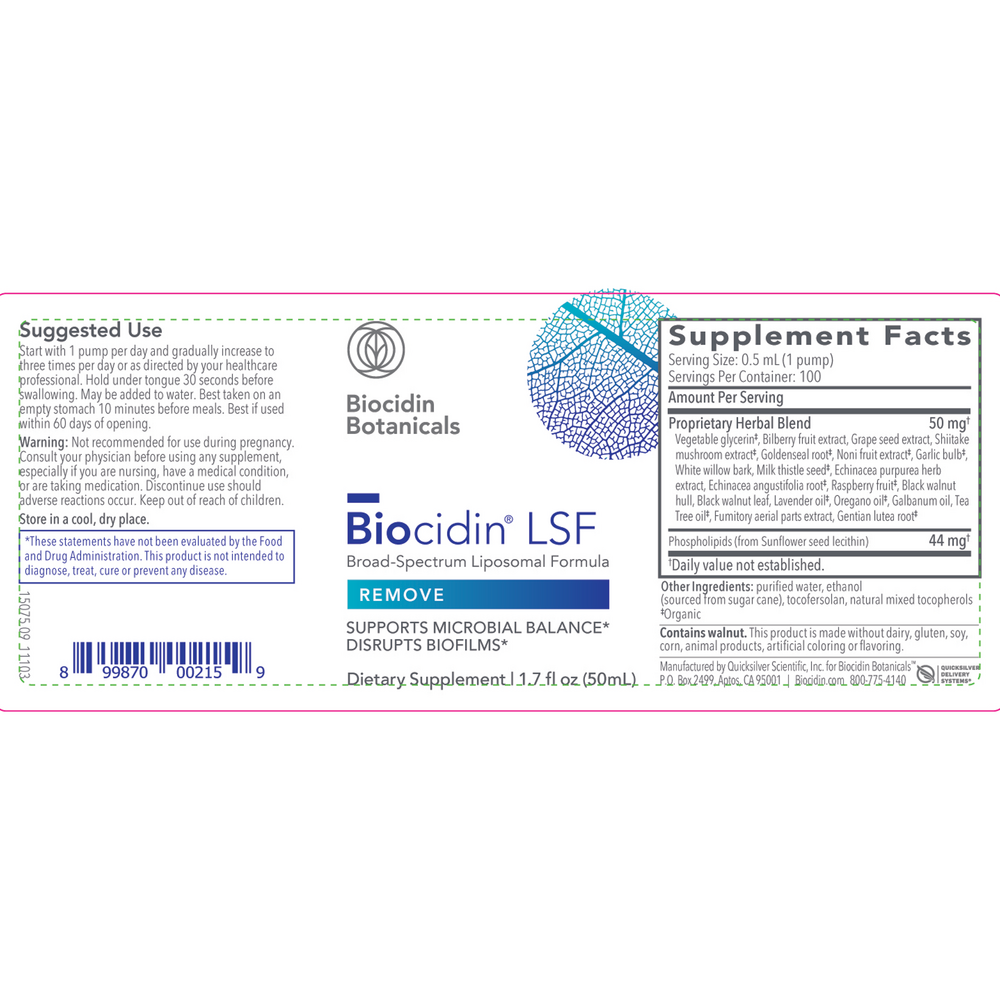 Biocidin LSF Liposomal Formula Liquid Supplement - Immune Support & Gut Health Booster - Perfect for Daily Wellness & Travel Protection