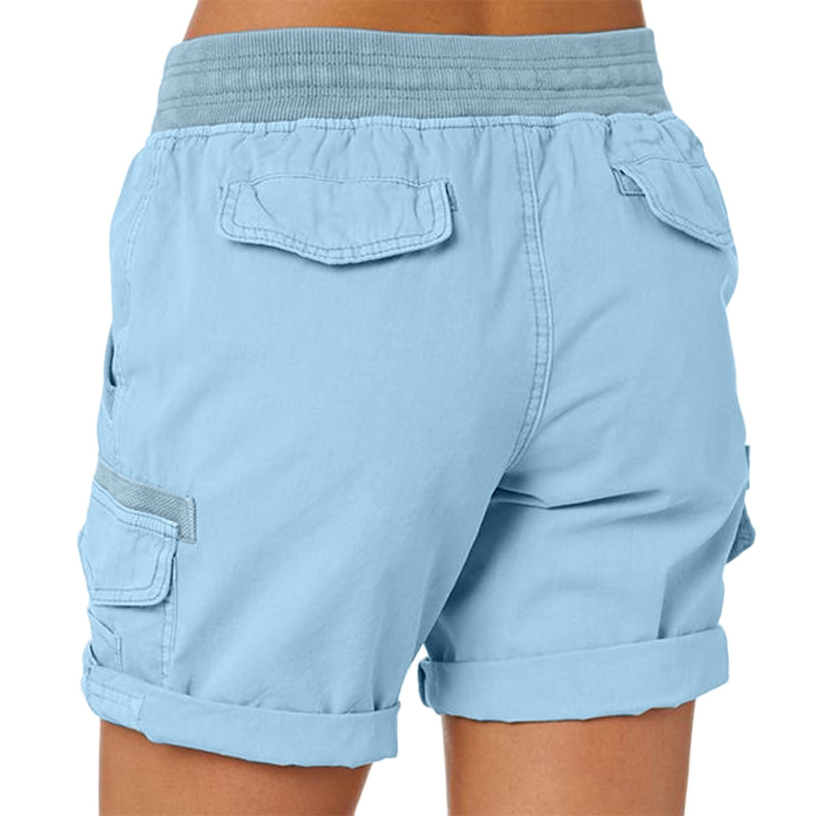 AMDBEL Women's Bermuda Shorts - Plus Size Cotton Gym Shorts with Pockets for Workout & Summer