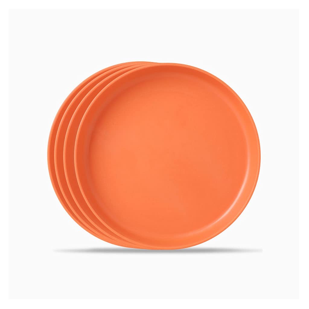 5.71 Inch Orange Plastic Dinner Plates Set of 4 - Round Salad, Pasta, Dessert & Fruit Plates for Restaurant, Kitchen, Family & Party Use - Durable & Lightweight for Everyday Meals, BBQs, Picnics & Catering Events