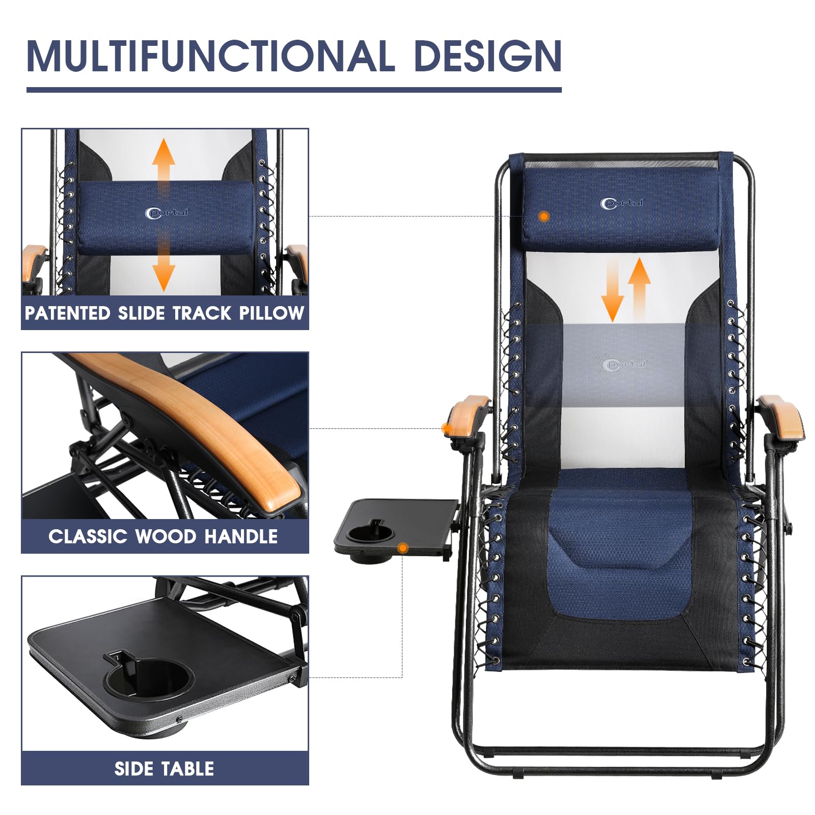 **XL Oversized Zero Gravity Reclining Patio Chair with Mesh Back - Heavy Duty 350lbs Capacity, Adjustable Pillows & Cup Holder - Perfect for Poolside, Backyard, Lawn, and Outdoor Relaxation**