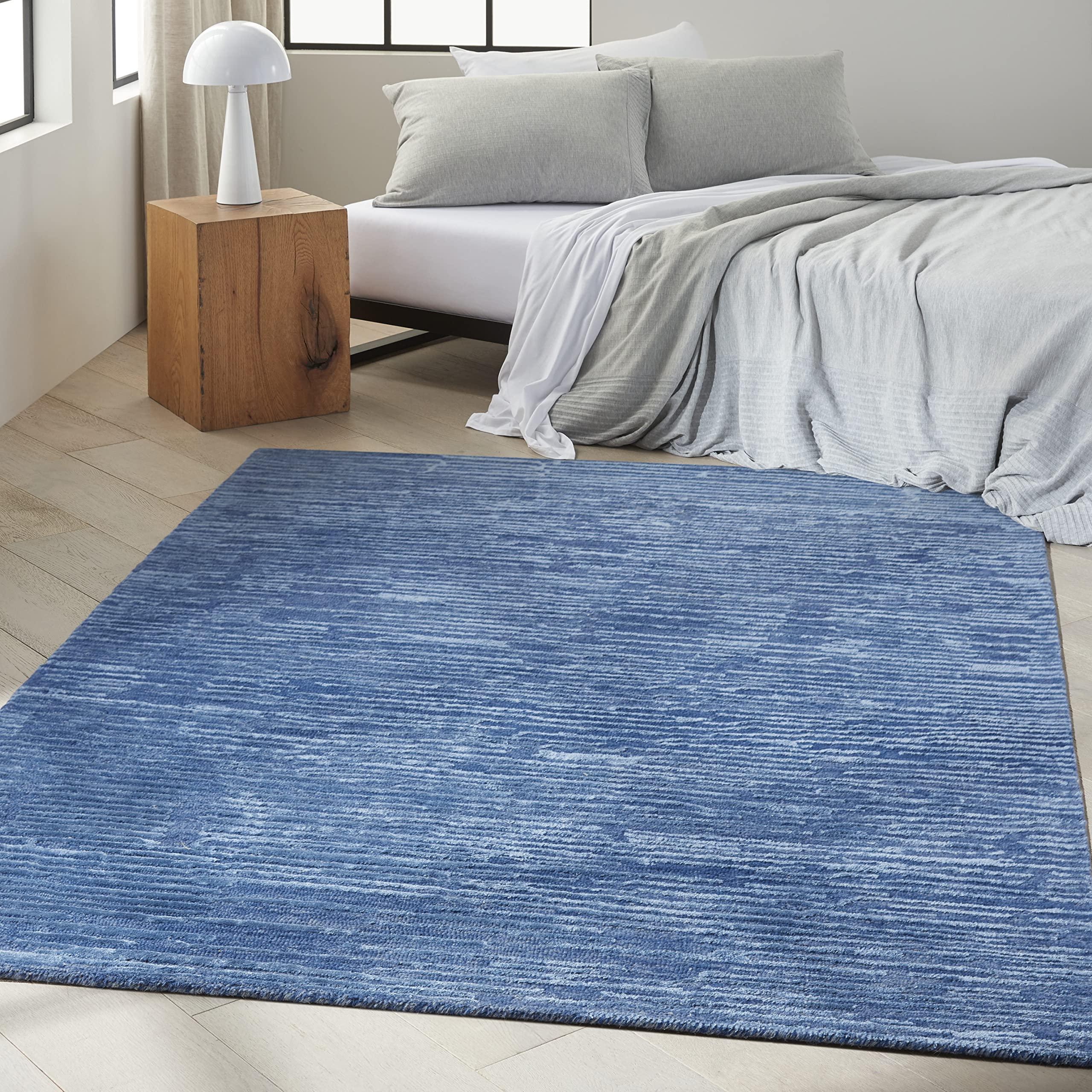 Calvin Klein Linear Blue 3.9' x 5.9' Modern Solid Area Rug - Non-Shedding & Easy to Clean - Perfect for Bedroom, Living Room, Dining Room & Kitchen Decor (4' x 6')