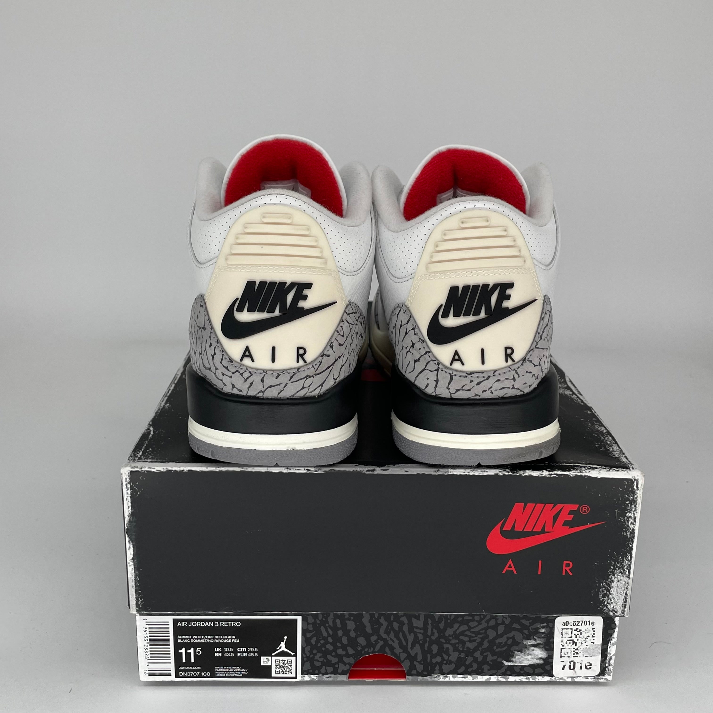 Original Air Jordan 3 Retro 'White Cement Reimagined' Basketball Shoes - Men's Size 11.5 (DN3707-100) - Authentic Retro Sneakers for Casual Wear & Sports