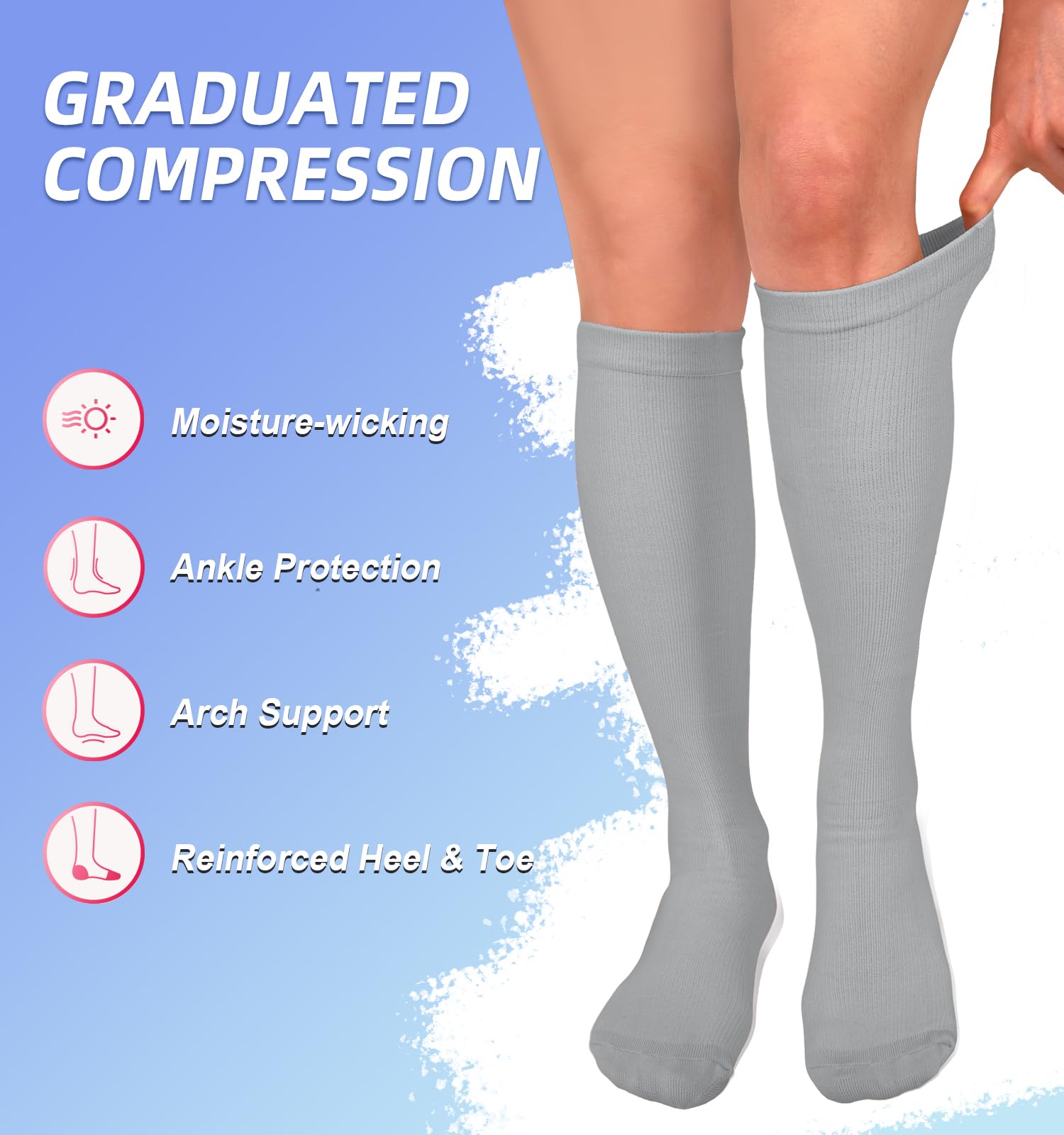 Best Compression Socks for Women & Men - 15-20 mmHg Support for Nurses, Running, Hiking & Travel (4 Pairs) - Improve Blood Circulation & Reduce Swelling for Long Work Shifts, Sports & Airplane Flights
