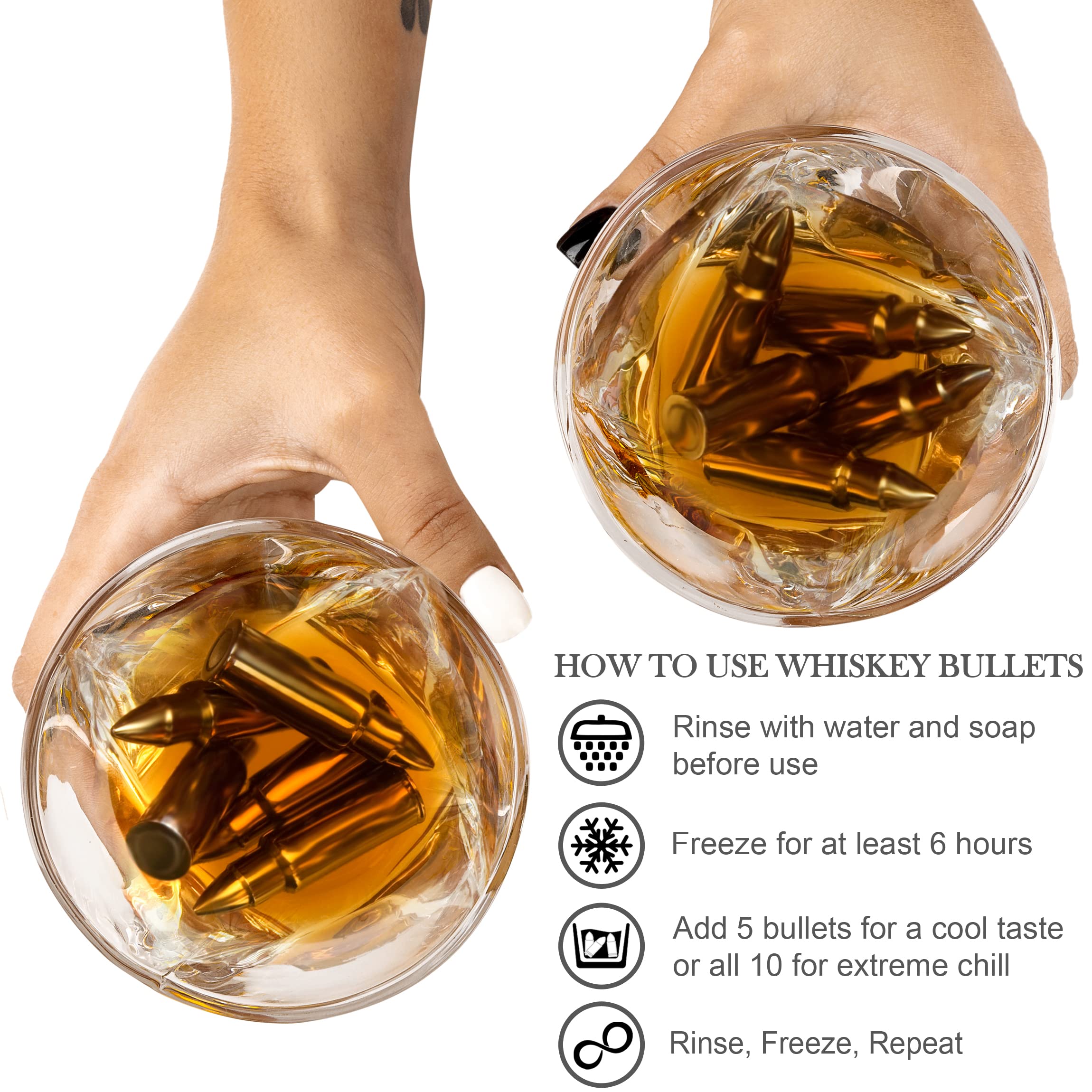 Premium Whiskey Decanter Set with 2 Glasses & 10 Stainless Steel Ice Stones - Elegant Wooden Gift Box for Men, Includes 2 Slate Coasters, Tongs & Freezer Pouch - Perfect for Home Bars, Whiskey Tasting & Gifts for Whiskey Lovers