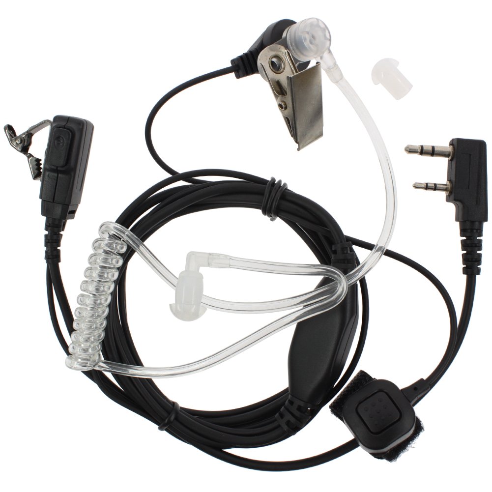 Covert Acoustic Tube Earpiece Headset with Finger PTT for Kenwood TK3118 TK3130 TK3131 TK3160 TK3170 TK3173 - 2 Pin Connector - Ideal for Security, Surveillance & Discreet Communication