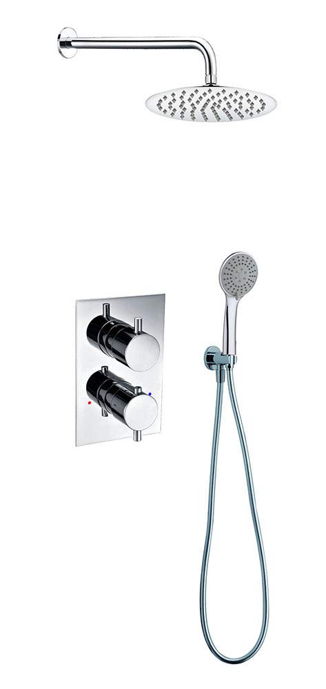 Oxen 153684 Thermostatic Shower Valve - Recessed Wall Outlet with Gloss Chrome Finish for Bathroom & Spa | Perfect for Modern Home Renovation & Luxury Shower Experience