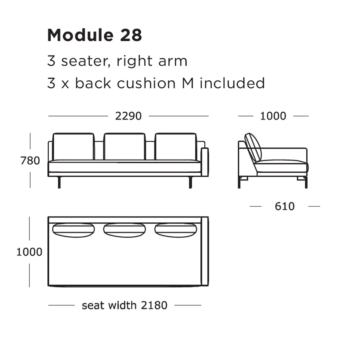 Modular Sofa Edge V2 - Customizable Sectional Couch with 25 & 32 Inch Modules for Living Room, Lounge & Home Theater Seating