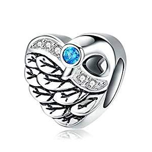 Angel Feathers Heart Charm