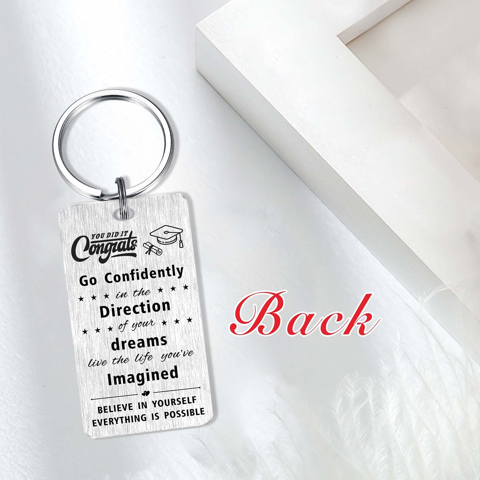 2025 Graduation Gifts - Personalized Class of 2025 Keychain with Inspirational Message - Perfect Graduation Present for High School & College Grads - Great for Commencement, Yearbooks & Memory Keepsakes