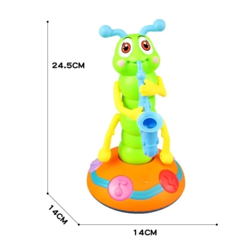 Electric Dancing Saxophone Caterpillar Toy with Music & LED Lights - Automatic Obstacle Avoidance Educational Toy for Toddlers - Early Learning Musical Gift for Kids (Pink) | Perfect for Birthday Parties, Preschool Learning & Sensory Play