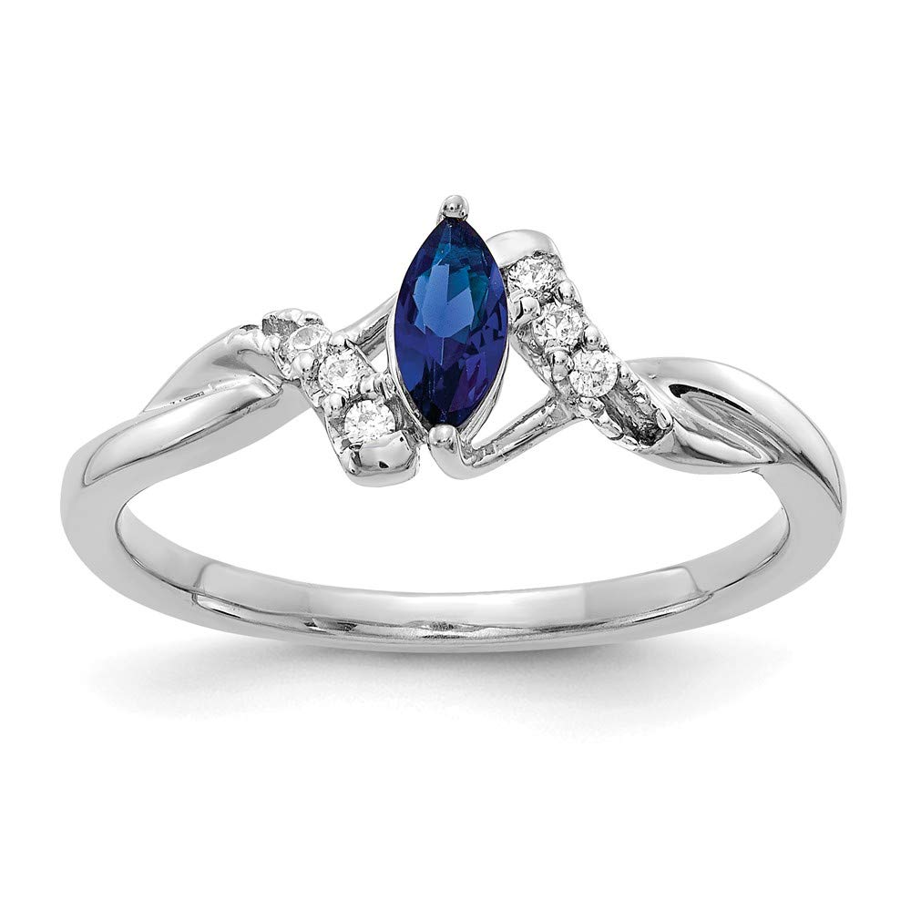 14K White Gold Diamond & Sapphire September Birthstone Engagement Ring - 0.06 cttw - Perfect for Proposals, Anniversaries & Special Occasions