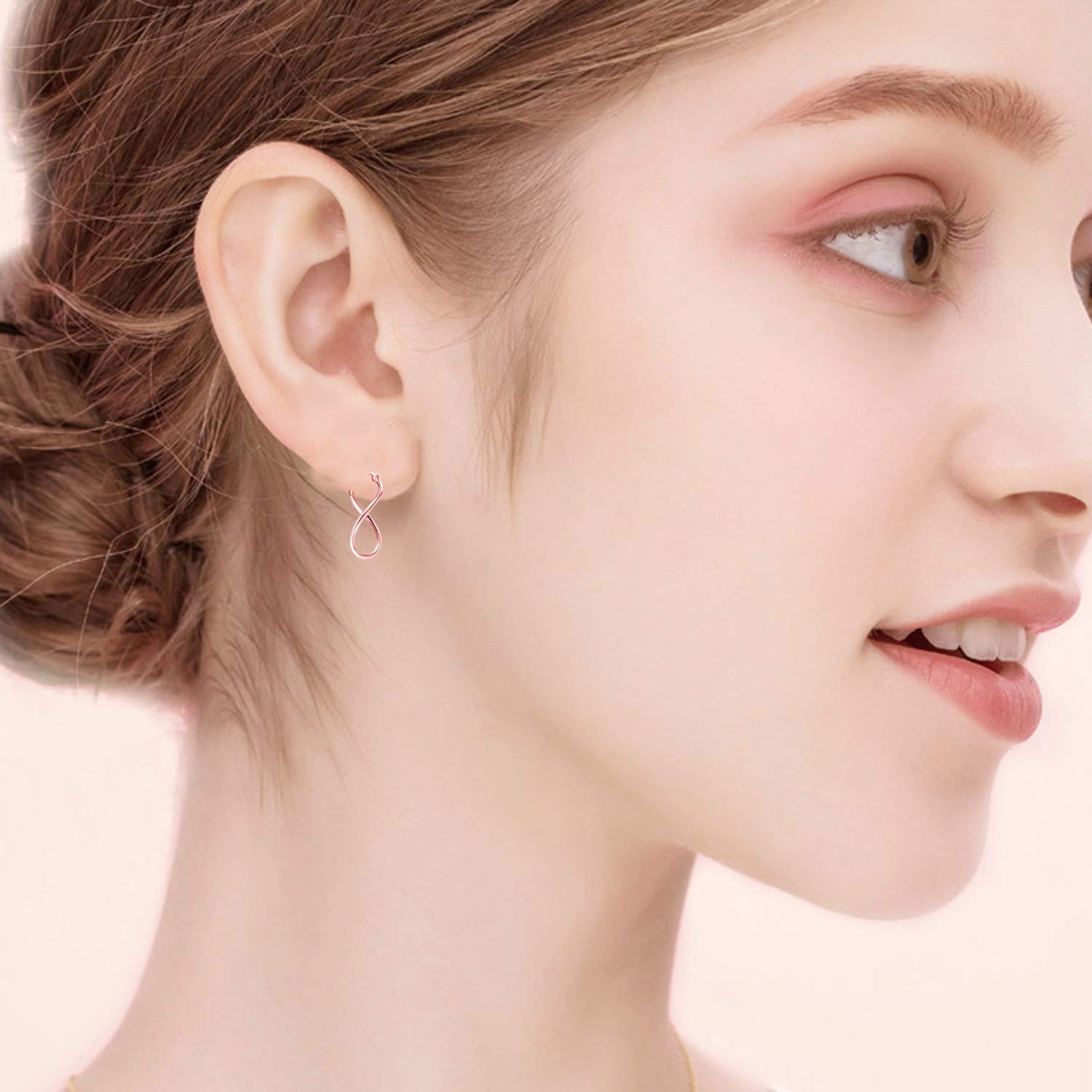 Rose Gold Plated Infinity Hoop Earrings for Women - Sterling Silver Figure 8 Twisted Jewelry - Perfect for Weddings, Date Nights & Special Occasions
