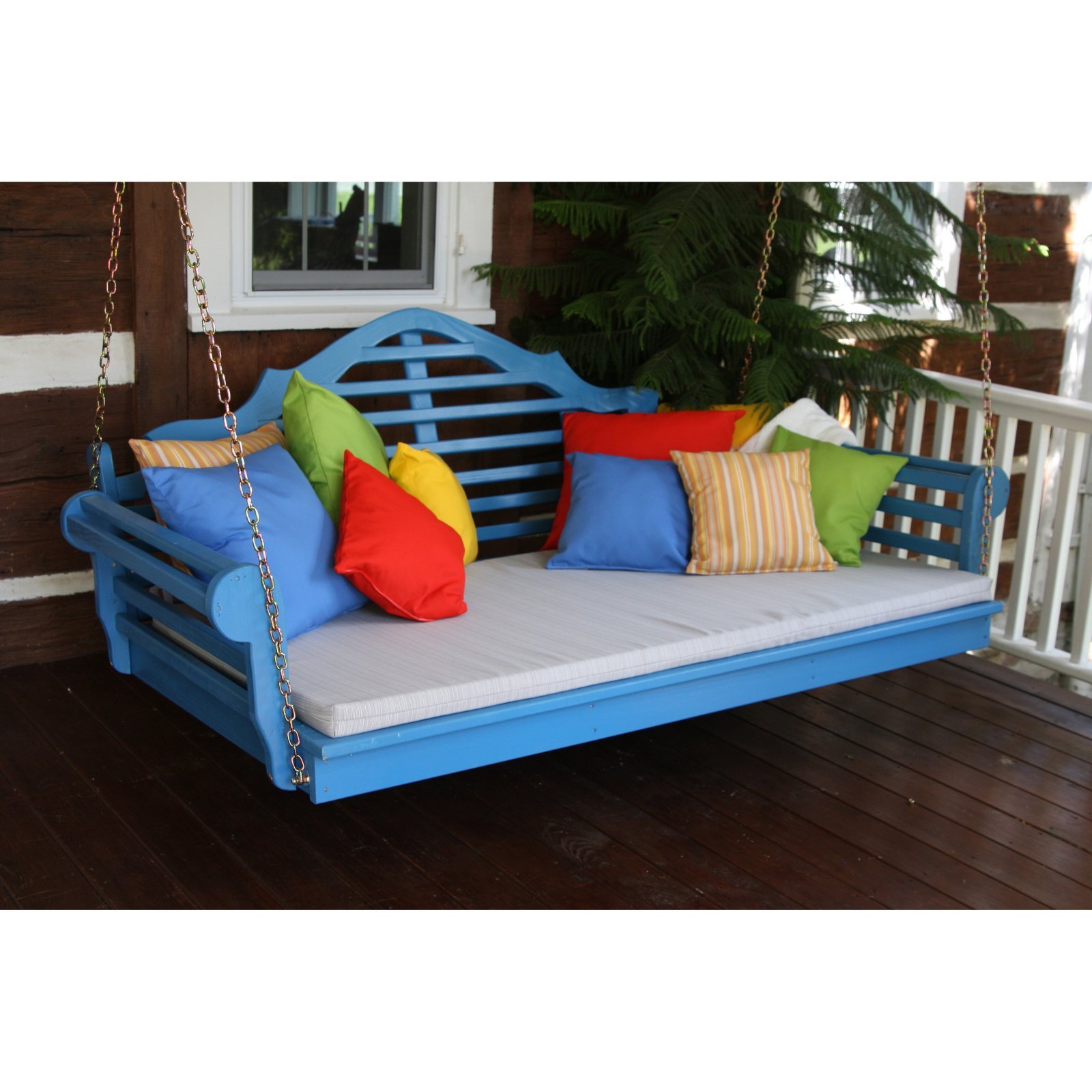 A & L Furniture 421-CYP 4' Canary Yellow Pine Marlboro Swing Bed - Outdoor Patio Lounger for Relaxing in Garden, Backyard or Poolside
