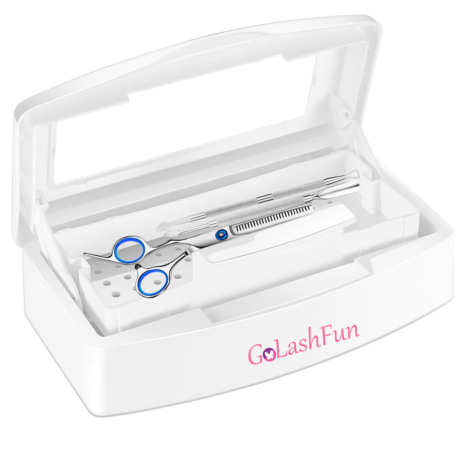 Professional Nail Tool Sterilizer Tray - White Plastic Sterilizing Box for Lash Tweezers & Esthetician Supplies | Must-Have for Nail Techs & Beauty Salons | Perfect for Sanitizing Tools Between Clients