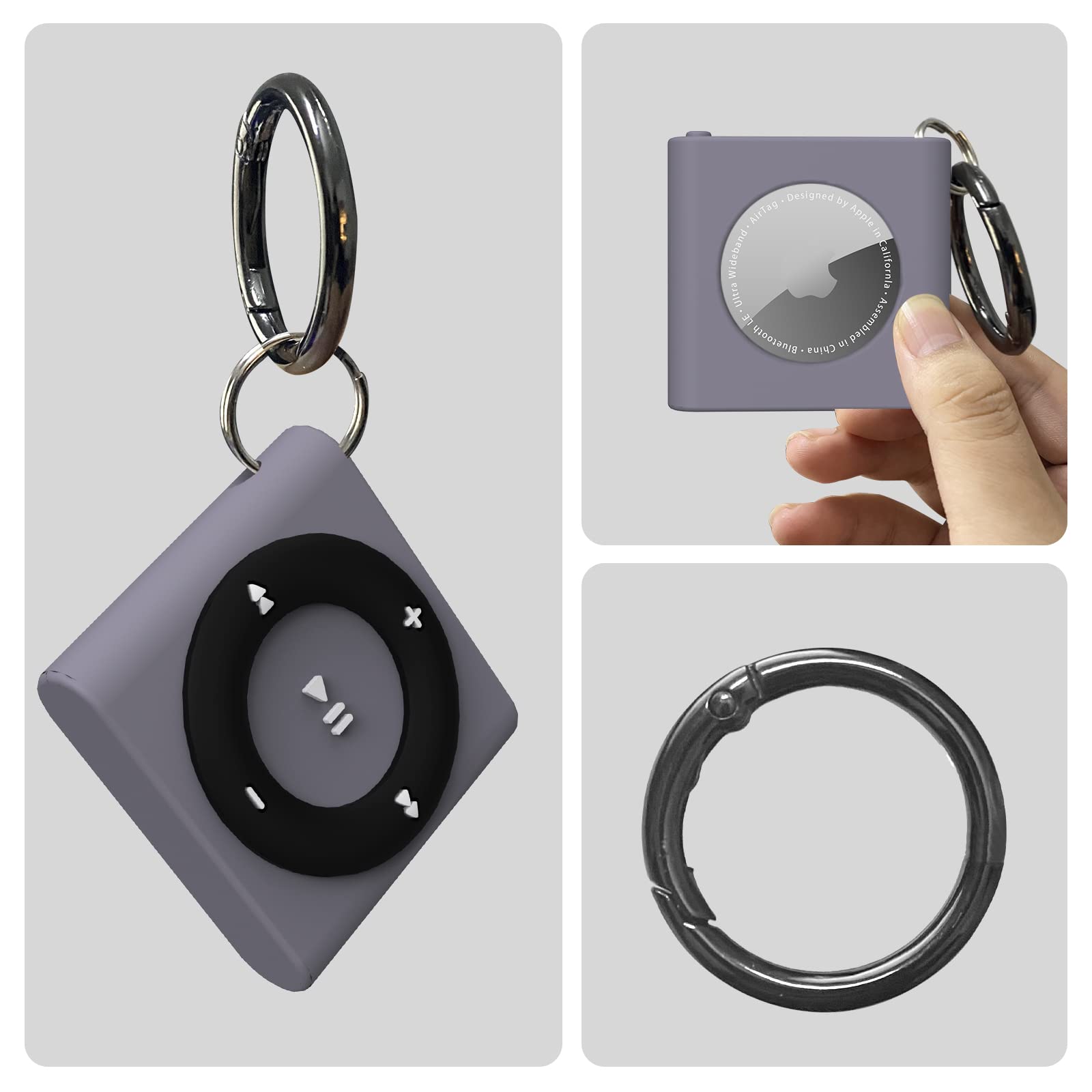 Anti-Scratch Silicone AirTag Case for Pets, Keys & Luggage - Dark Grey