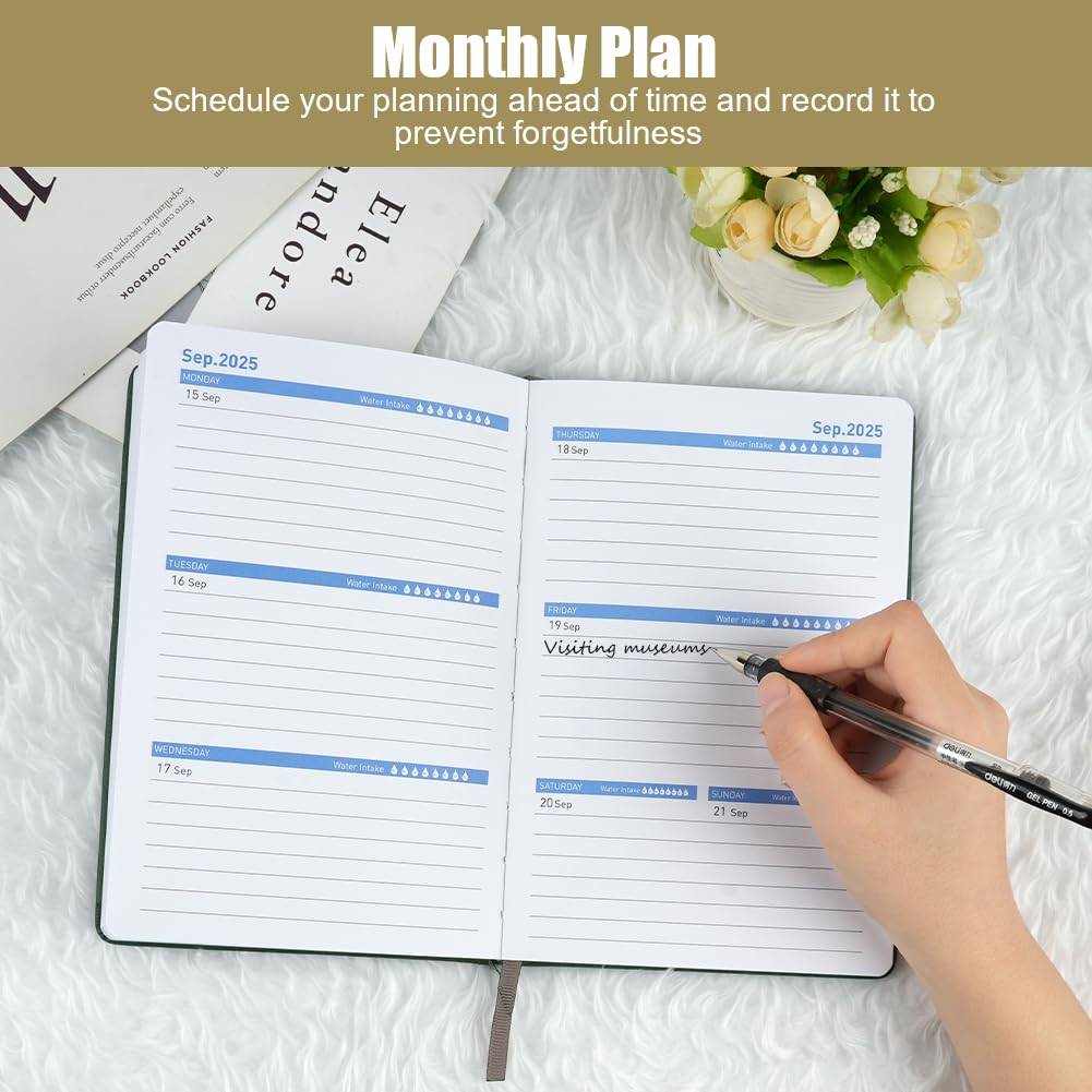 AUAUY 2025-2026 Planner - 18 Month A5 Leather Hardcover Weekly & Monthly Organizer with To-Do Lists | Jan 2025 to Jun 2026 Academic Planner | Perfect for Office, School, Business Planning & Personal Productivity | Black