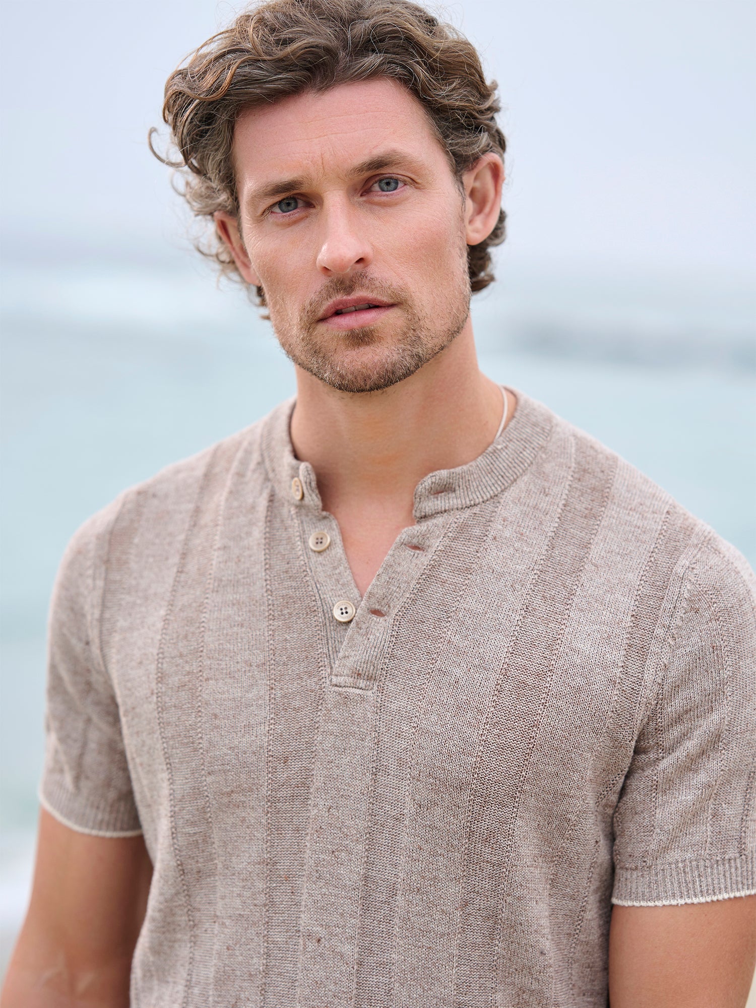Men's Ribbed Henley Sweater - Soft Cotton Knit Pullover for Casual Wear & Layering | Perfect for Fall & Winter Outfits