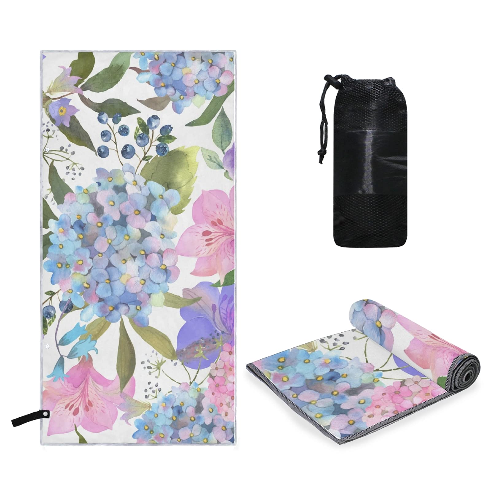 **Tarity Pink and Blue Hydrangea Beach Towel - 63