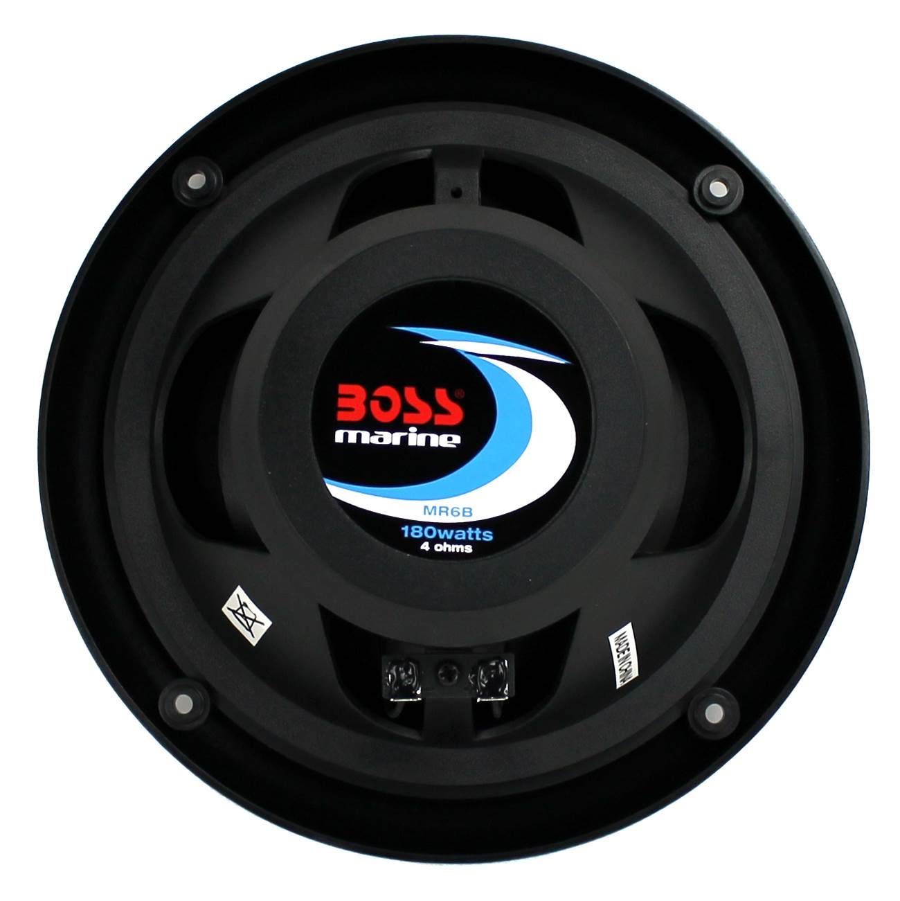 BOSS Audio MR6B 6.5 Inch 180W Dual Cone Marine Speakers (6 Pack) - Waterproof Boat Audio System for Marine, RV, ATV & Outdoor Use