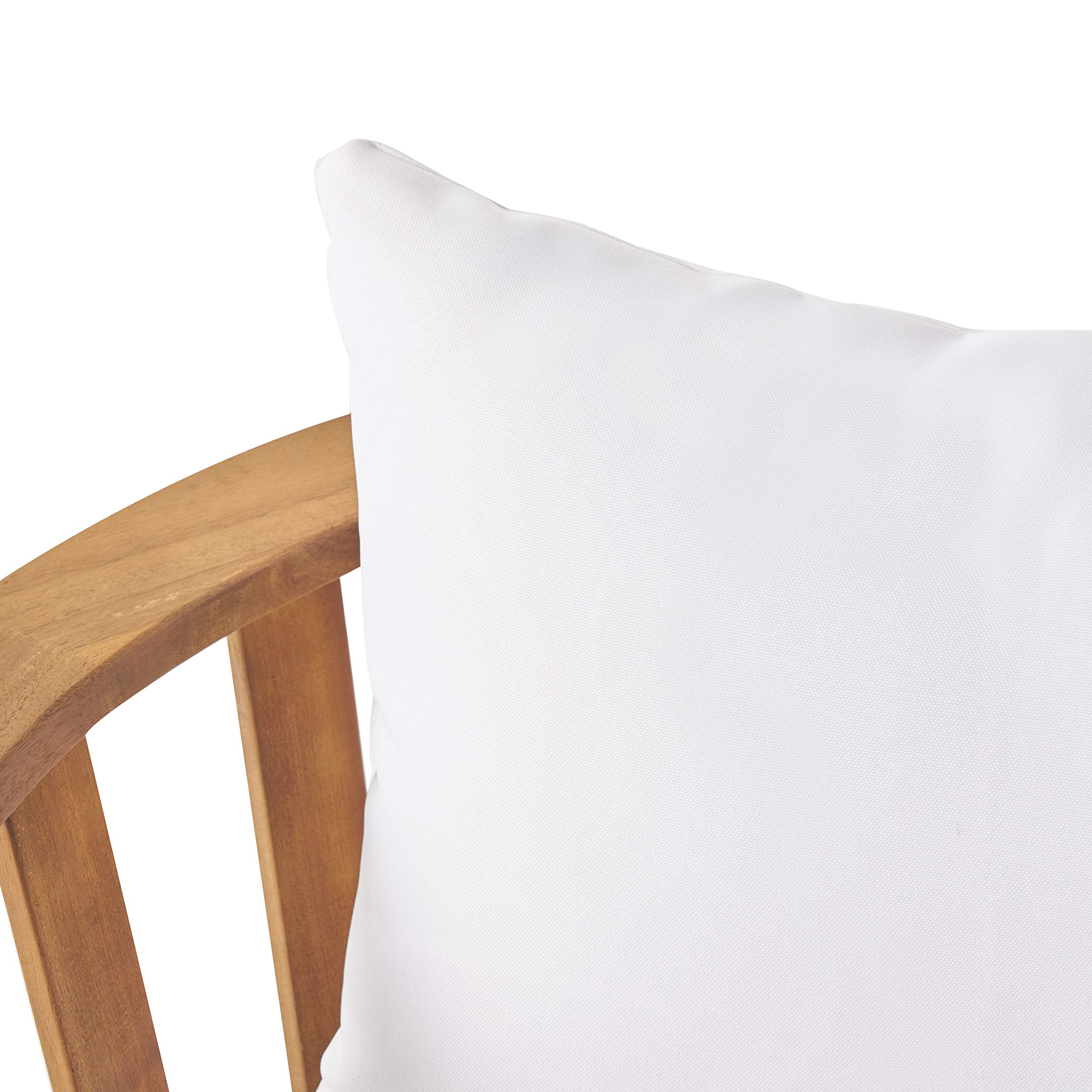 Christopher Knight Home Dean Outdoor Wooden Club Chair with Cushions - White & Teak Finish - Patio, Garden, Poolside, or Deck Lounge Chair for Relaxing Outdoors