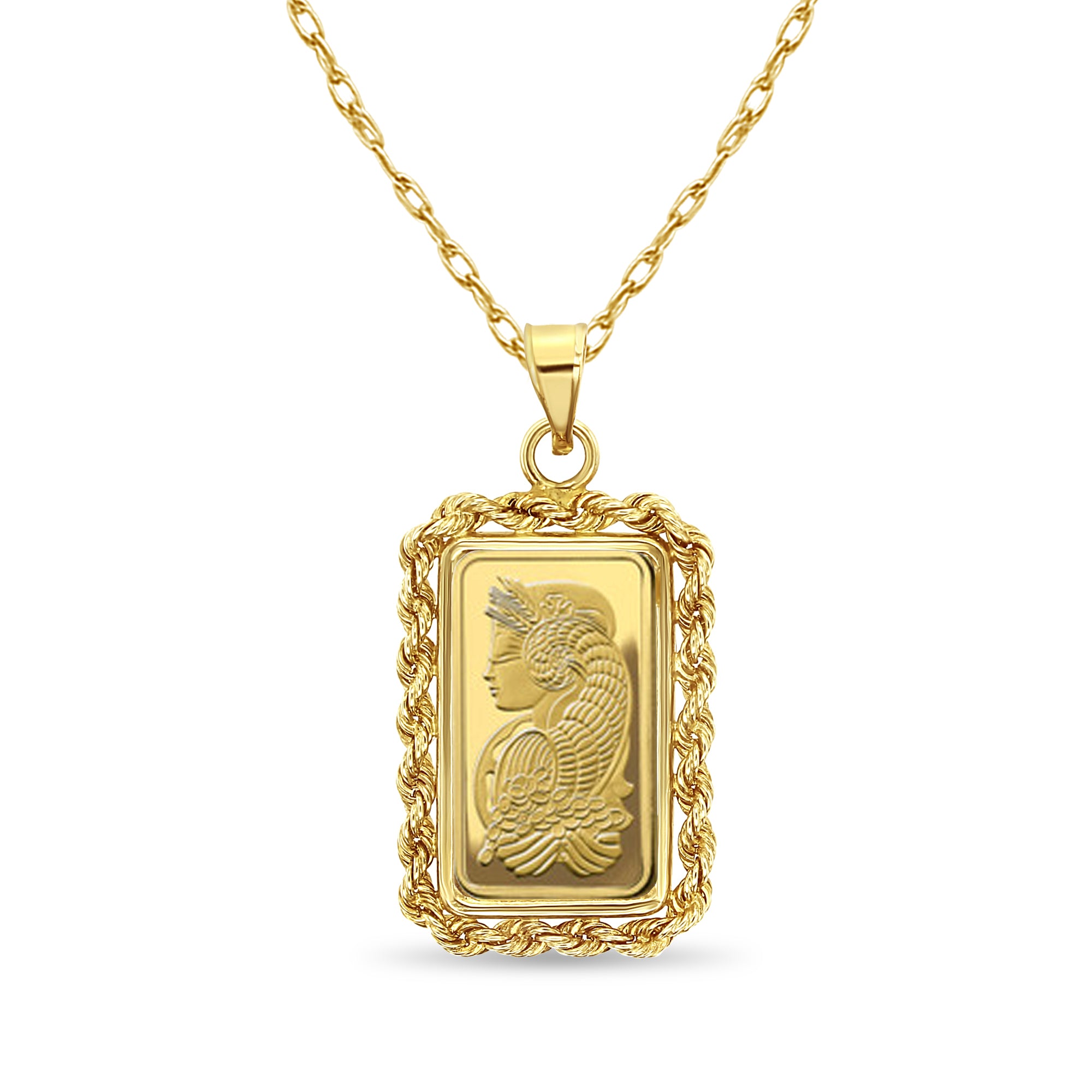 2.5 Gram Pamp Suisse Gold Bar Rope Necklace - 24K Pure Gold Pendant for Women & Men - Elegant Jewelry Gift for Birthday, Anniversary & Special Occasions
