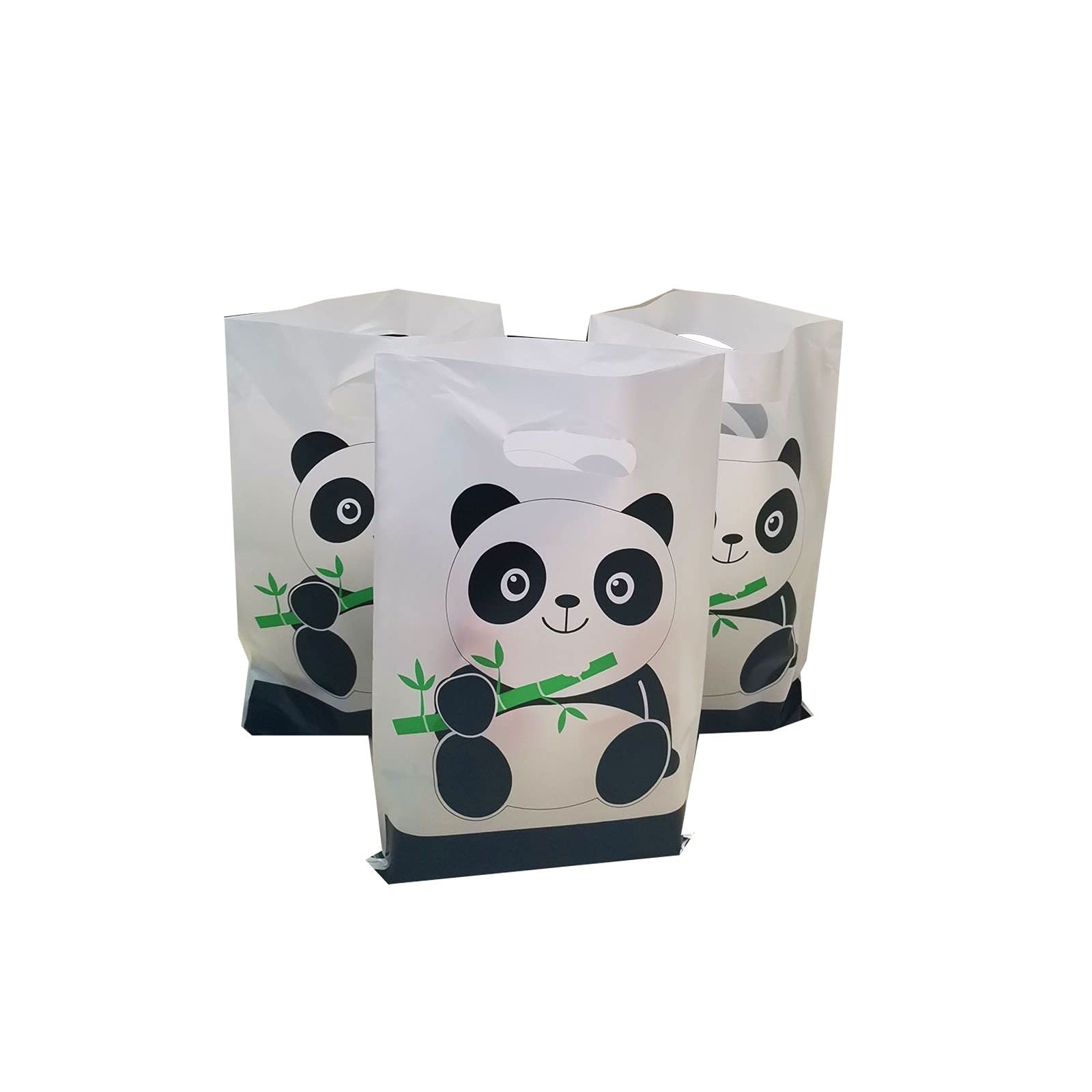 LYT Panda Party Bags - 30 Count Black & White Cartoon Plastic Favor Bags for Birthday, Baby Shower, Kids Party Supplies - Glossy Gift Bags for Goodie Bags, Party Decorations & Celebration Favors