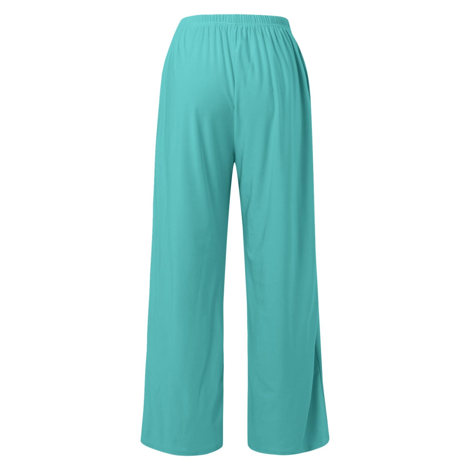 Women's Summer 2-Piece Outfit - Solid Crew Neck Long Sleeve Top & Flowy Wide Leg Lounge Pants Set | Comfortable Tracksuit for Casual Wear, Yoga, Home Relaxation & Vacation Outfits