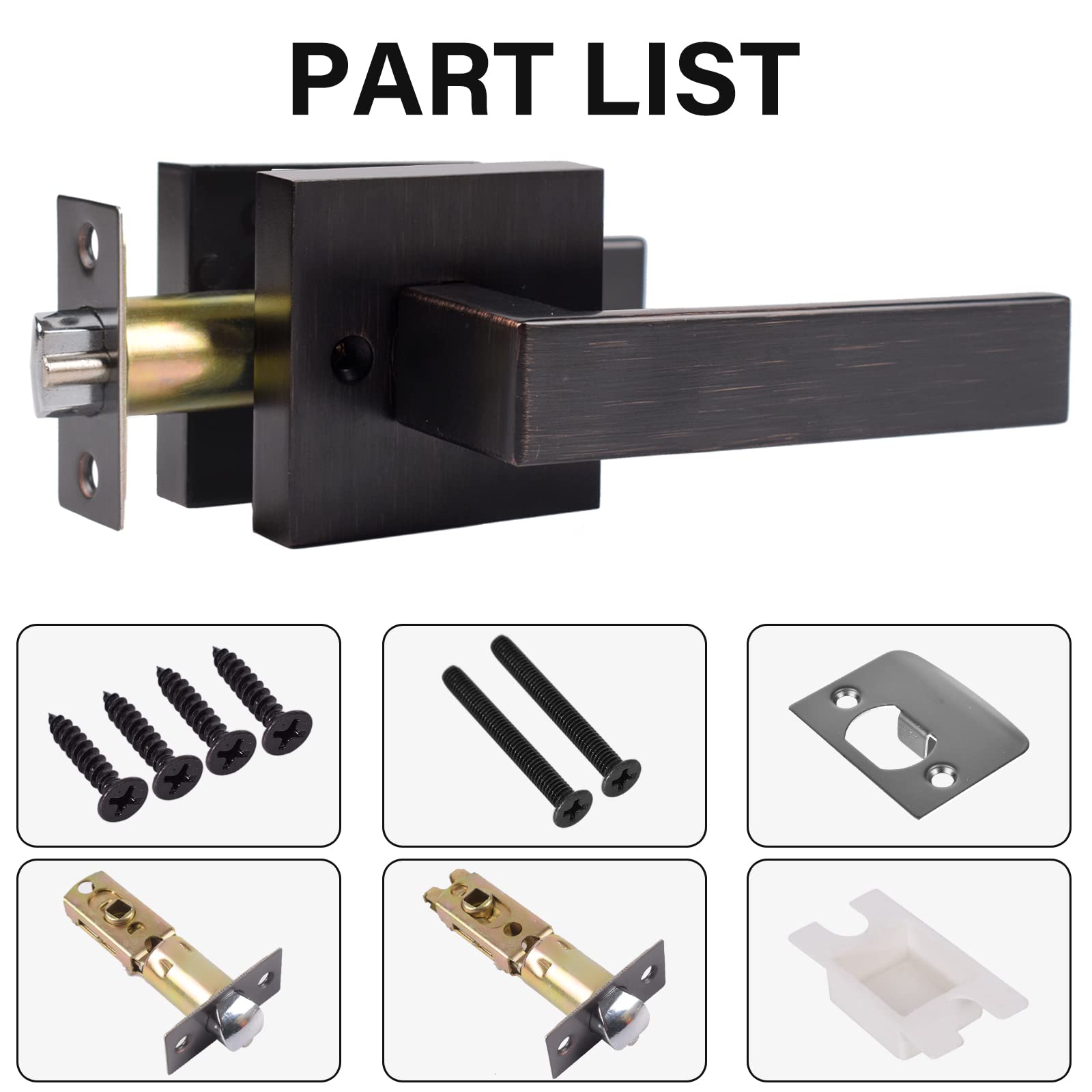 Heavy Duty Hall & Closet Door Lock Set - Brushed Bronze Finish Passage Door Lever for Mobile Homes & Apartments - Secure Privacy for Bedrooms, Bathrooms & Interior Doors - Golingda 3503-ORB-PS-12P