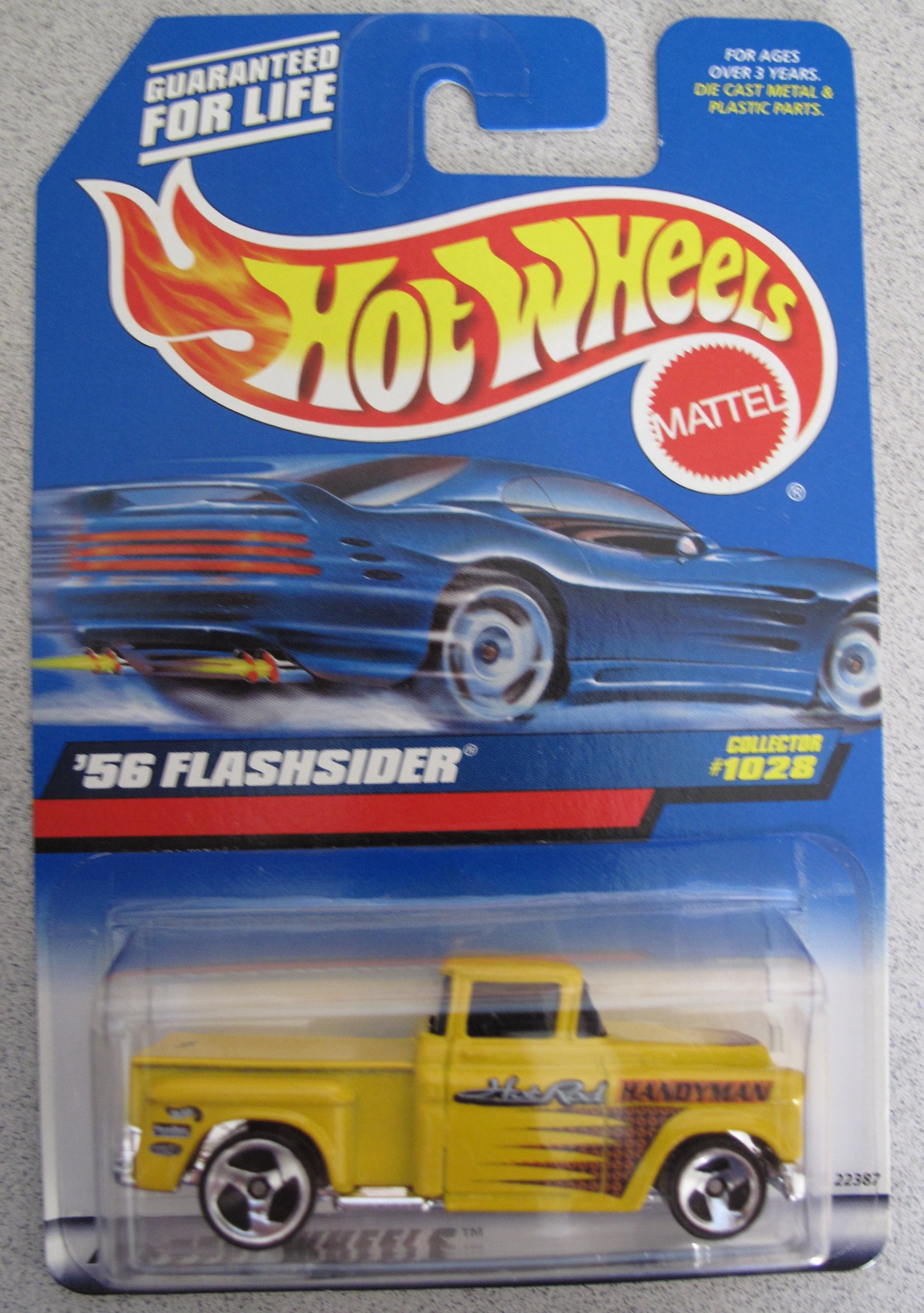 Vintage Hot Wheels 1998 '56 Flashsider Truck Yellow #1028 Hot Rod Handyman - Rare Collectible Diecast Car for Display & Play - Perfect for Car Enthusiasts, Toy Collectors, and Gift Giving