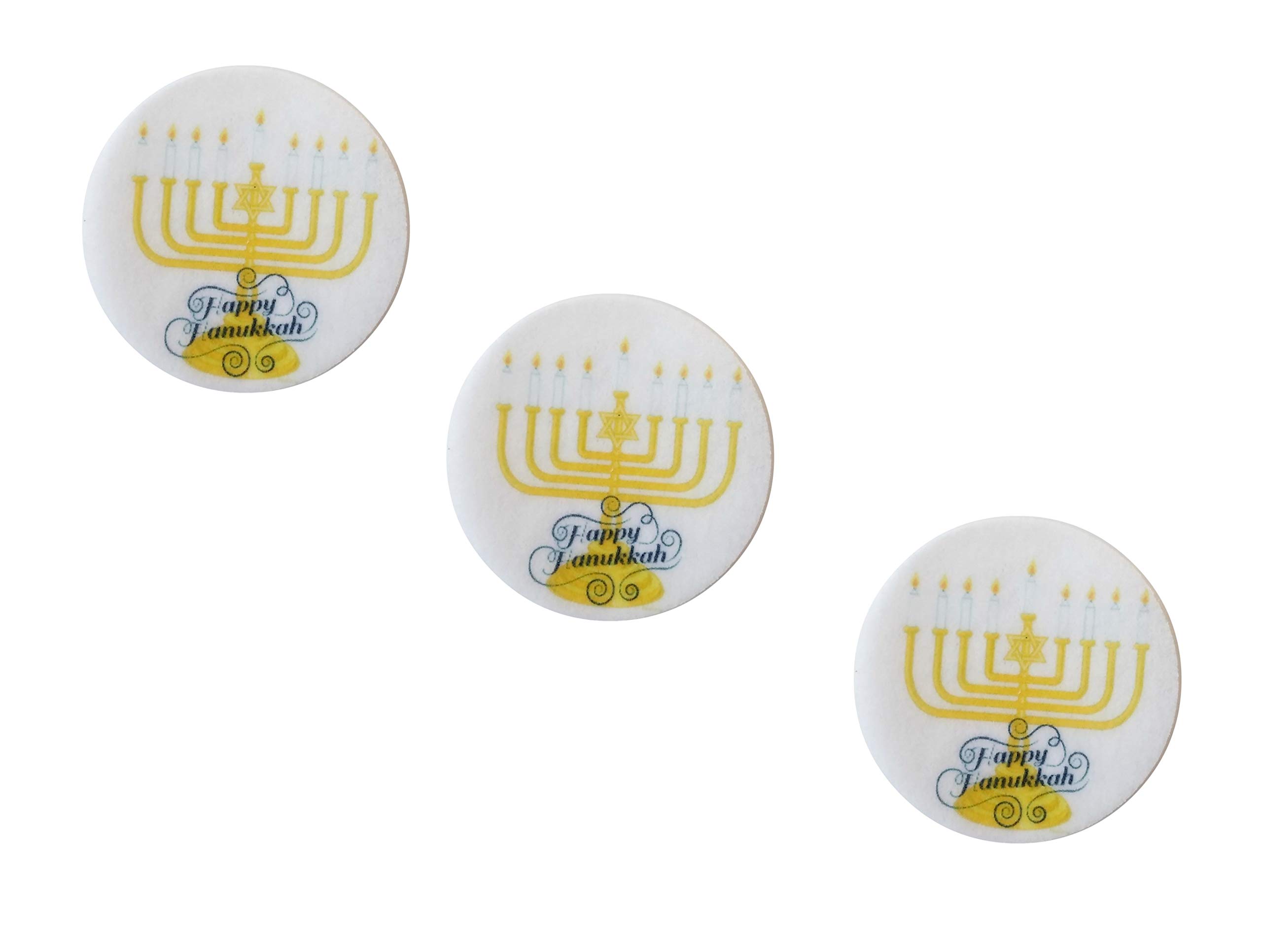 Happy Hanukkah Menorah Candles - Jewish Holiday Cake Decorations - 1.5 Inch Wafer Paper Toppers for Cookies, Cakes & Cupcakes (Pack of 24) - Perfect for Christmas, Dessert Parties & Festival Celebrations