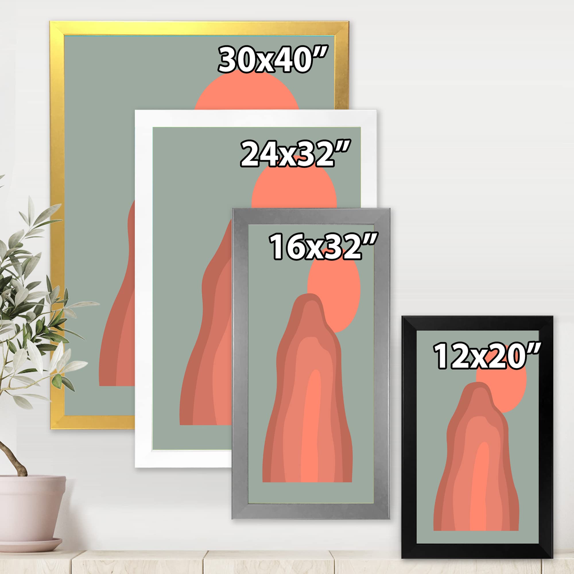 DesignQ Pink Sunset Mountain Landscape Modern Framed Wall Art - Premium Canvas Print for Living Room, Bedroom & Office Decor