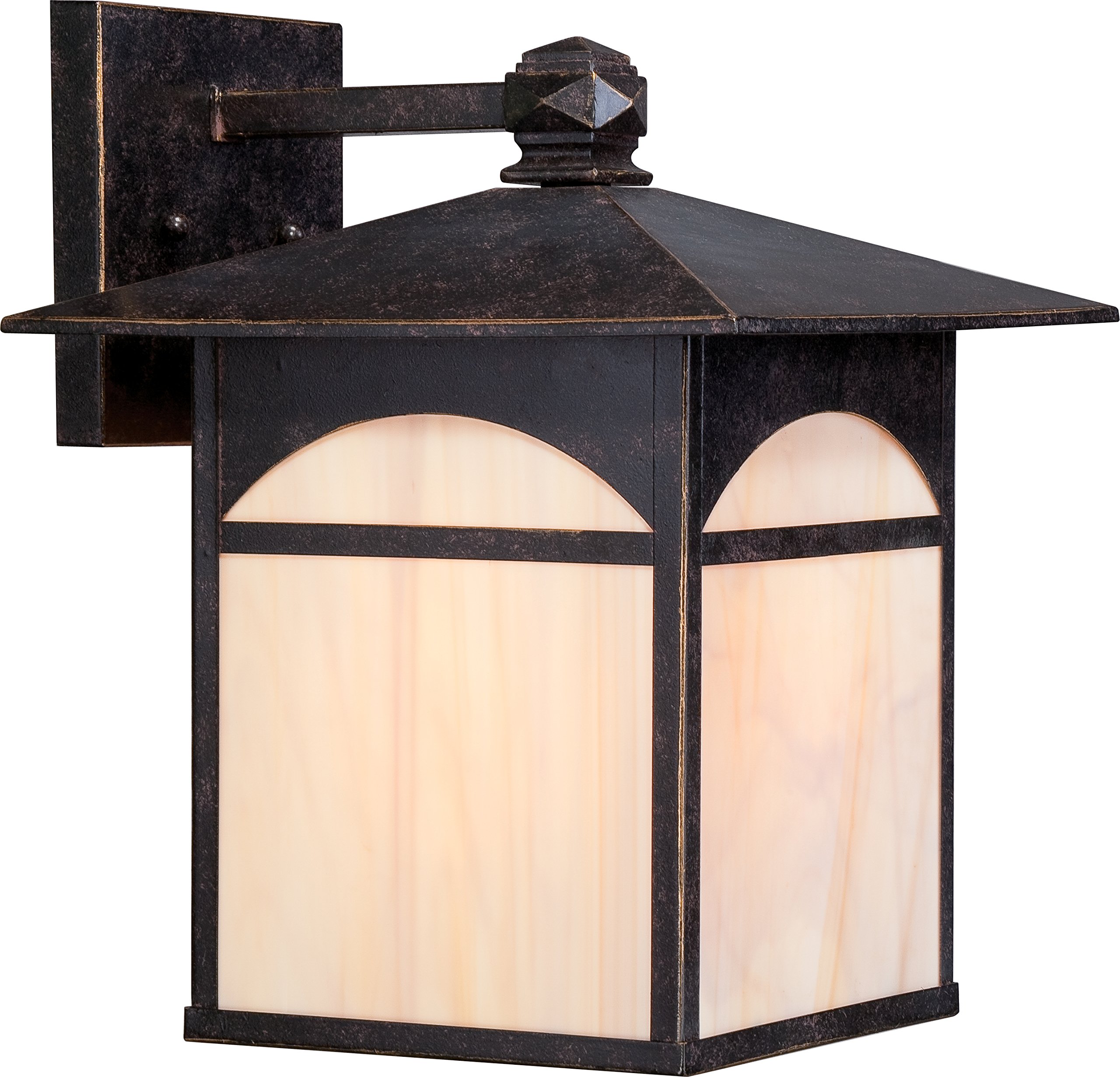 Nuvo Lighting 60/5653 Canyon Large One Light Wall Lantern - 100W A19 Outdoor Porch & Patio Light Fixture with Honey Stained Glass in Umber Bronze - Perfect for Entryway, Garden, Deck, and Exterior Home Lighting