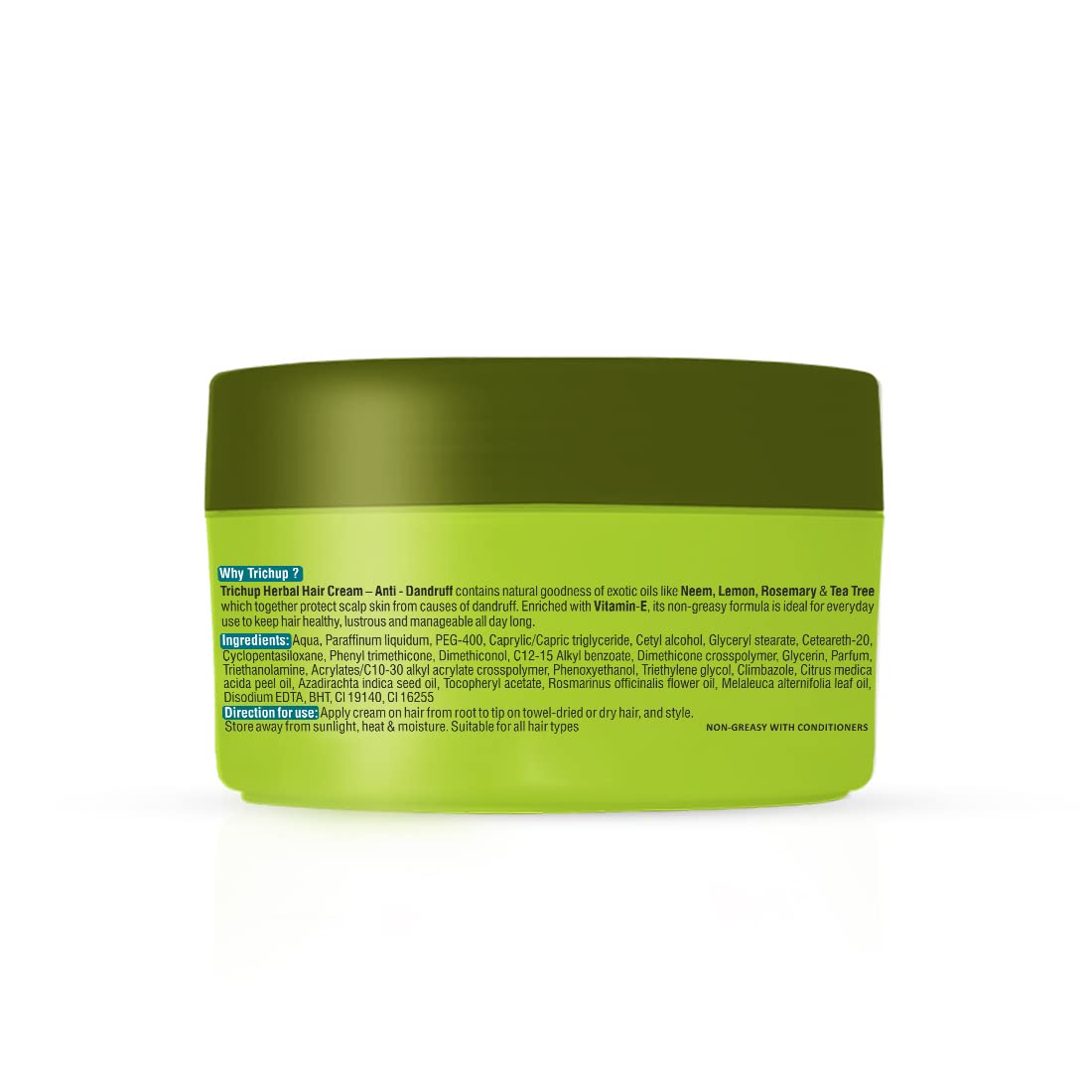 Trichup Anti-Dandruff Herbal Hair Cream with Neem, Rosemary, Lemon & Tea Tree Oil - Fights Dandruff & Soothes Itchy Scalp - 200ml for Dry, Flaky Scalp Care - Perfect for Daily Hair Treatment & Scalp Health