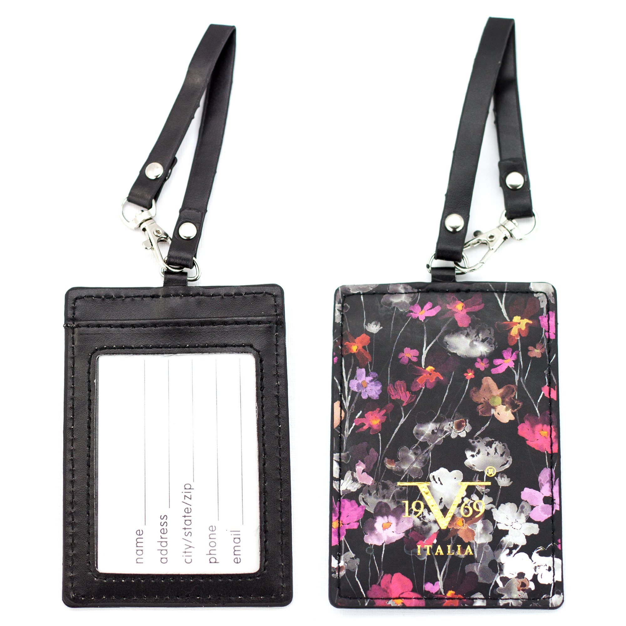 Floral Luggage Tags & Card Holder Set of 2 - Durable Travel ID Tags for Suitcases, Backpacks & Carry-Ons - Perfect for Airports, Hotels & Cruise Vacations