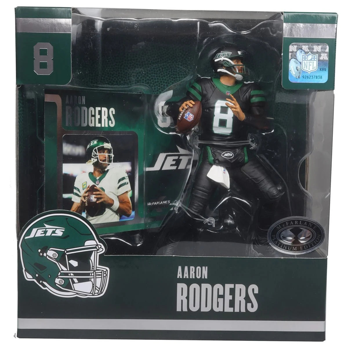 Aaron Rodgers New York Jets NFL Black Jersey Platinum Chase Posed Figure – 2024 SportsPicks Collectible for Fans & Memorabilia Enthusiasts | Perfect for Display, Gifts, and Game Day Decor