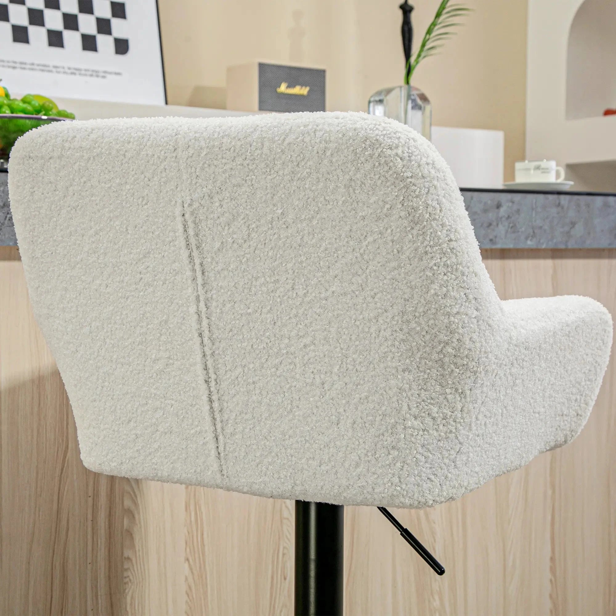 Swivel Adjustable Bar Stools (Set of 2) - Faux Leather & Linen Touch Fabric - 5 Color Options - Perfect for Kitchen Islands, Home Bars & Dining Areas