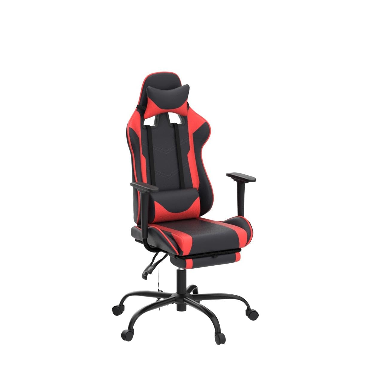 Ergonomic Red PC Gaming Chair with Massage Lumbar Support, Adjustable Racing Office Chair with Footrest & Headrest - Perfect for Home Office, Video Gaming & Streaming Setup